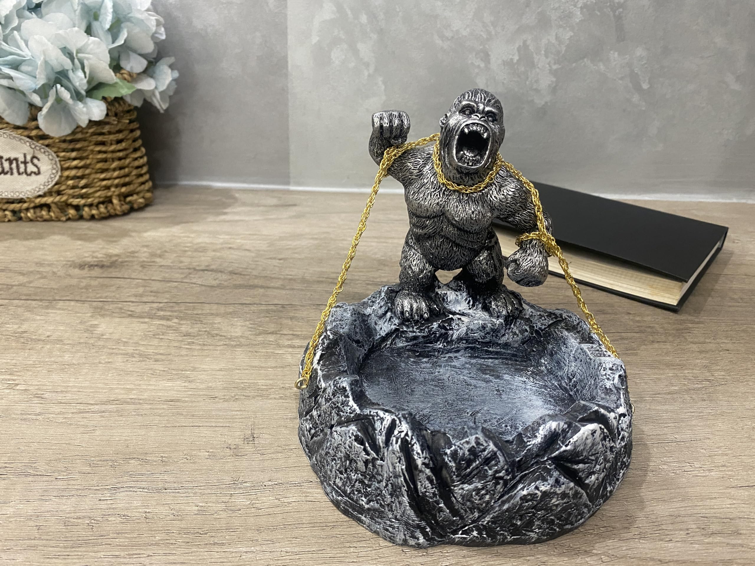 Unique Gorilla Sculpture Candy Bowl - Modern Office & Home Decor for Coffee Table, Shelf, Living Room - Perfect Gift for Animal Lovers & Art Collectors