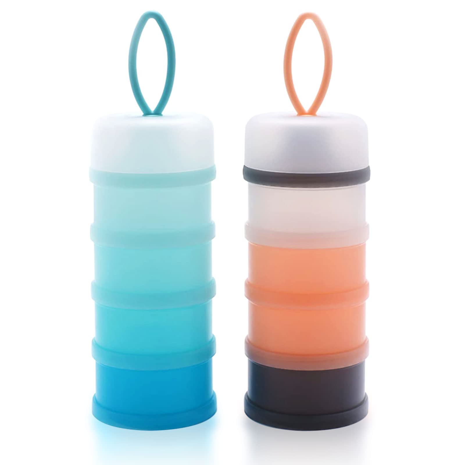 Portable Baby Formula Dispenser - 4 Compartment Stackable Powder Container with Non-Spill Design | Travel-Friendly Milk Storage for Infants | Perfect for On-the-Go Feeding, Daycare & Family Outings (2-Pack)