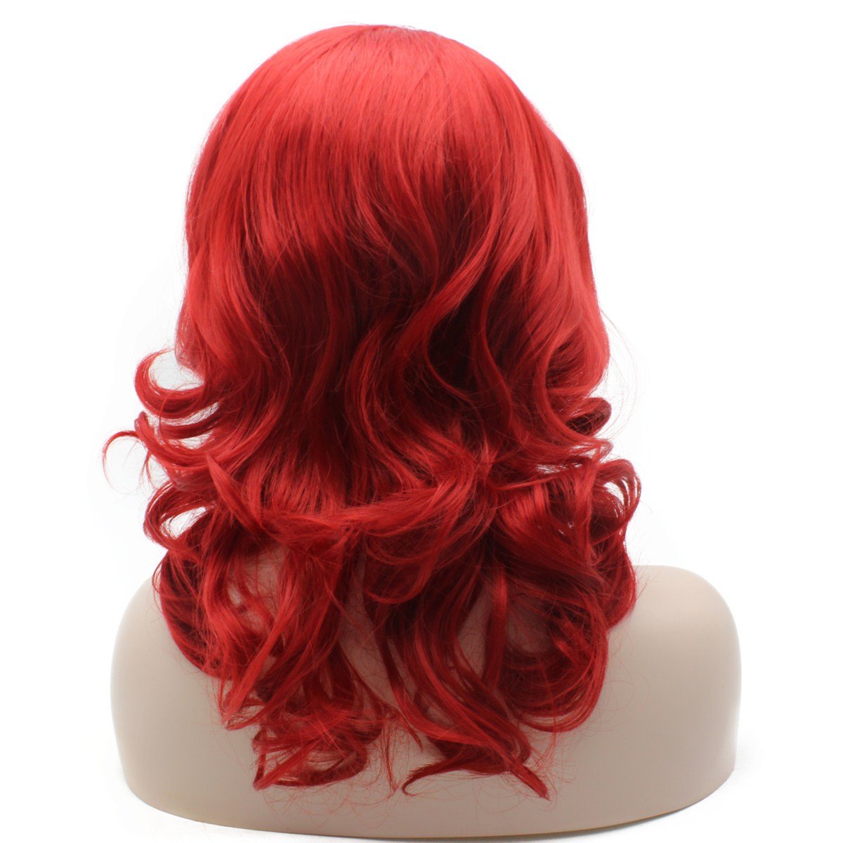 Iewig Heat Resistant Synthetic Lace Front Wig - Shoulder Length Red Hair with Half Hand-Tied Fibers | Perfect for Cosplay, Halloween, Daily Wear & Special Occasions