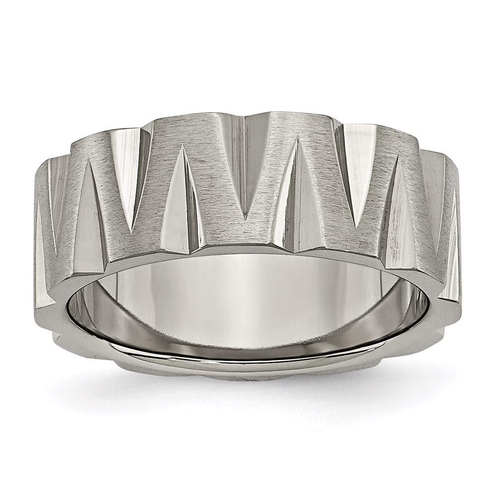 8mm Titanium Notched Satin & Bridal Engagement Wedding Band Ring for Women - Durable & Hypoallergenic Fine Jewelry Gift for Her - Perfect for Proposals, Anniversaries & Special Occasions