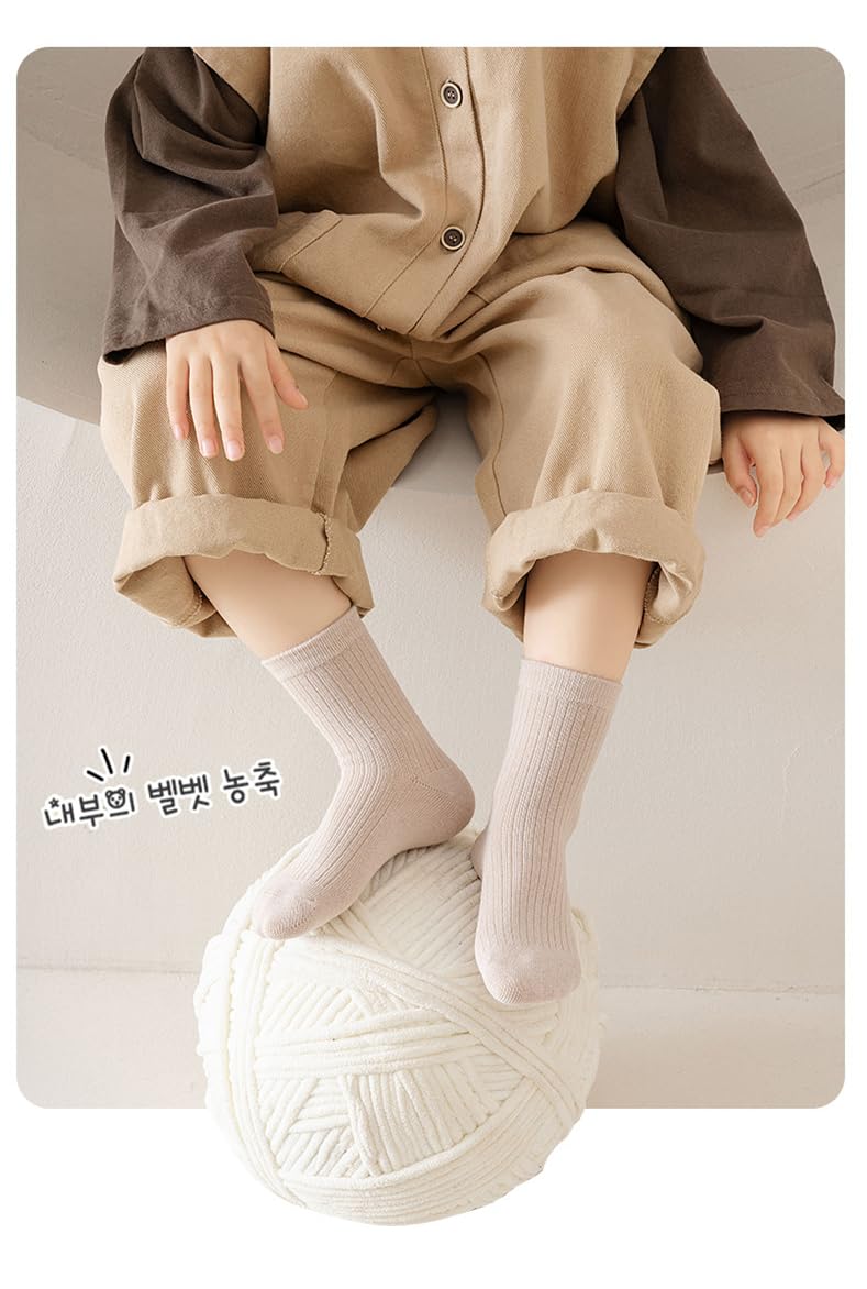 QandSweet Boys Cotton Crew Socks - Striped Casual Athletic Socks for Kids - Comfortable & Breathable for School, Sports & Everyday Wear
