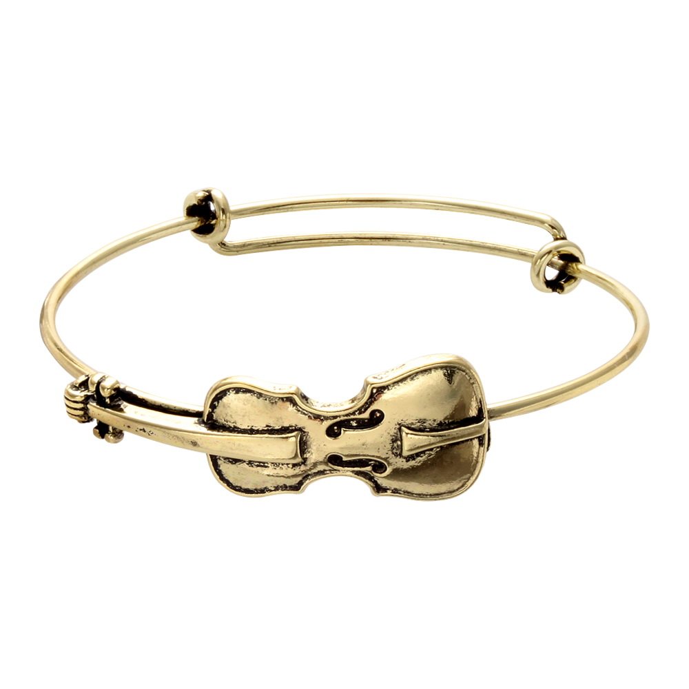 Stylish Preppy Stretch Bangle Bracelet - Music Lover Violin Charm Jewelry Gift for Women & Teens - Perfect for Concerts, School & Everyday Wear