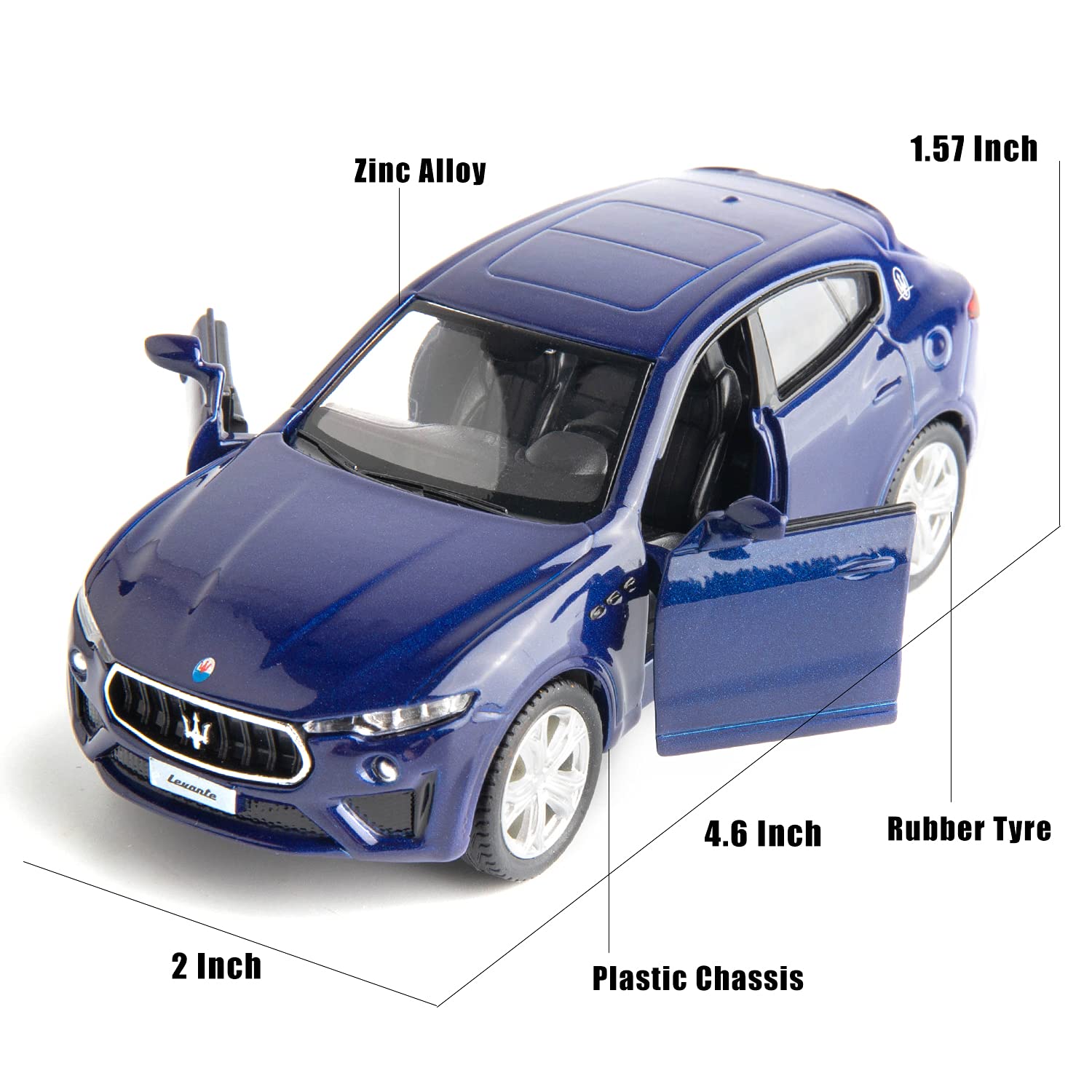 1:36 Scale Diecast Maserati Levante Toy Car - Pull Back Vehicle for Kids Gift (Blue) - Perfect for Playtime & Collectibles