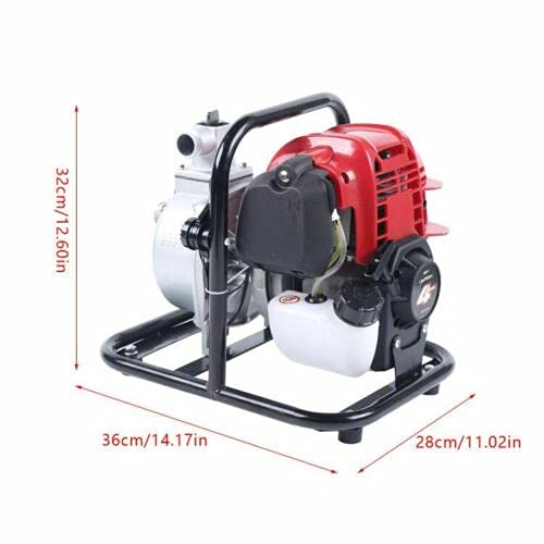 1.6HP 38CC 4-Stroke Gas Engine Water Pump - 8000L/H High Pressure Semi-Trash Pump with 1 Inch Ports - Air-Cooled Gasoline Transfer Pump for Irrigation, Flood Control & Construction Sites