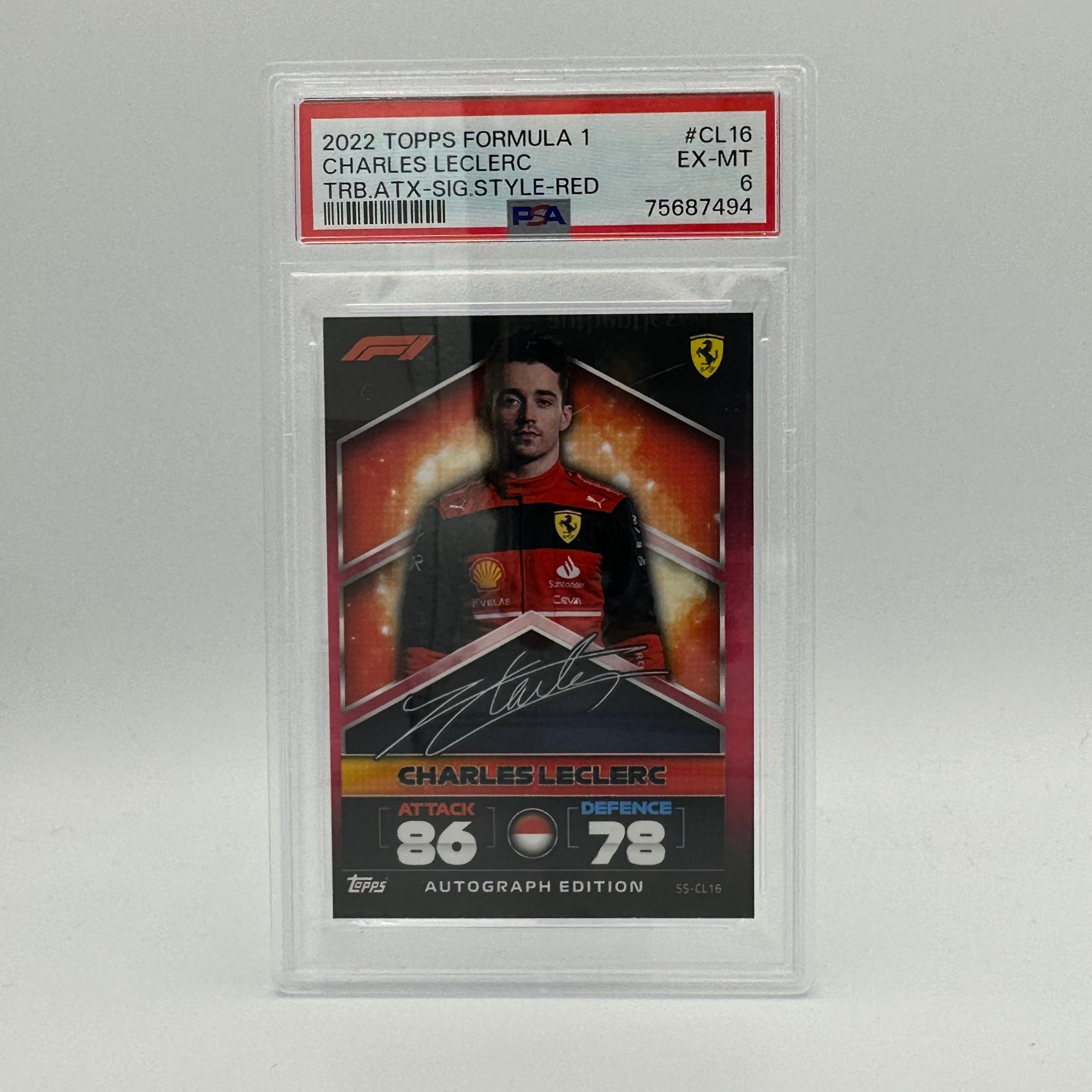 PSA 6 Charles Leclerc #CL16 Signed Red F1 Racing Card - Collectible Autograph Memorabilia for Formula 1 Fans & Sports Collectors (Perfect for Display, Trading, and Investment)
