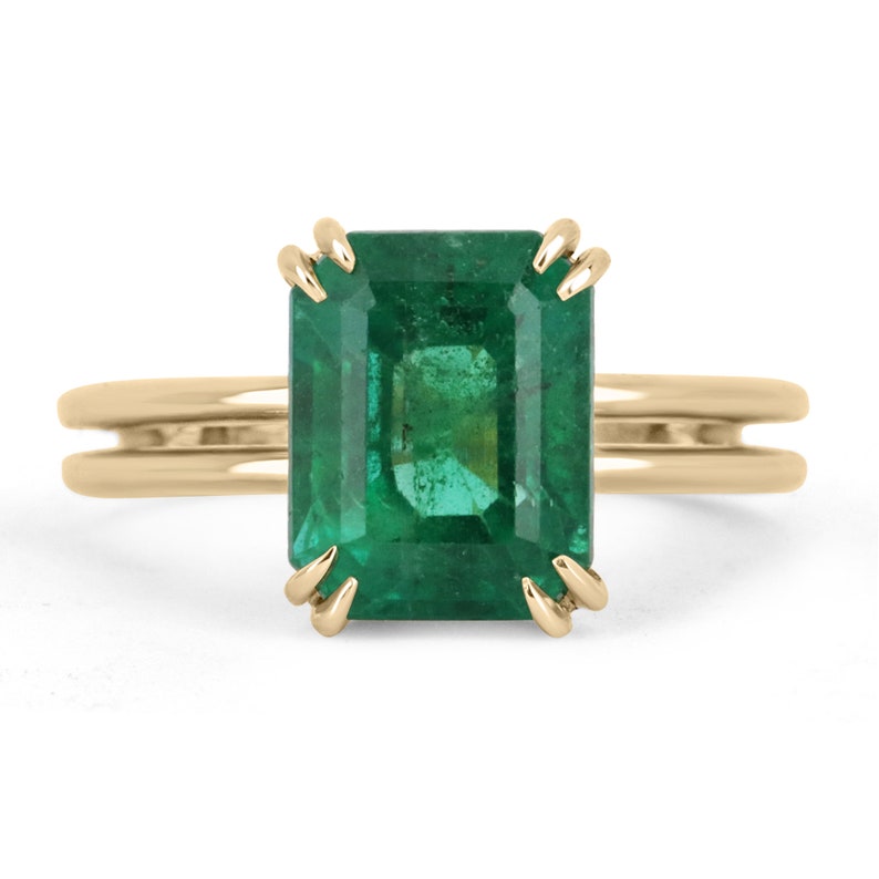 4.89 Carat 18K Yellow Gold Natural Emerald Cut Solitaire Ring with 4 Prong Setting - Perfect for Engagement, Wedding, Anniversary & Special Occasions