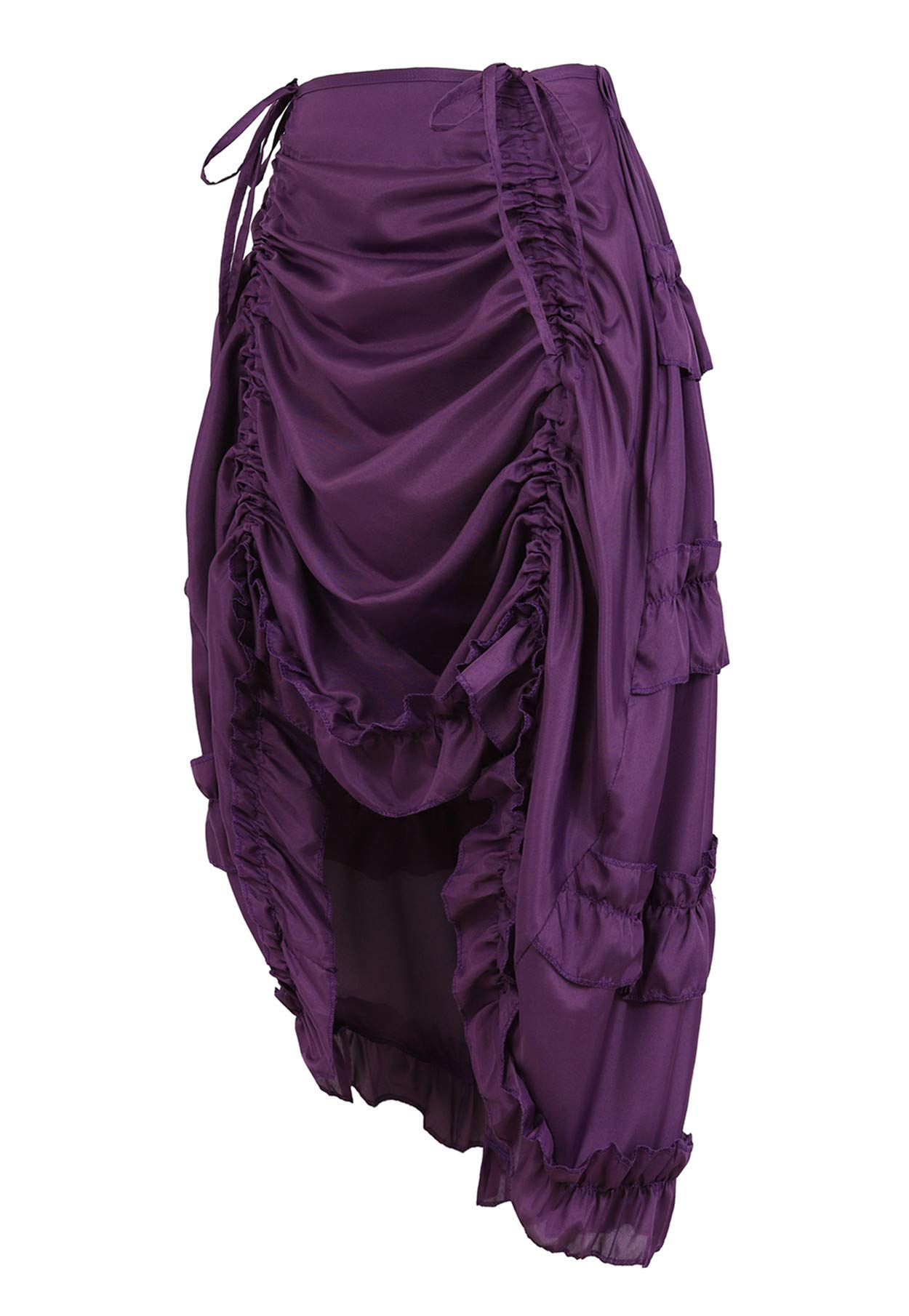 Victorian Steampunk Pirate Skirt for Women - High Low Ruffle Cosplay Costume for Gothic LARP, Renaissance Fairs & Halloween Parties