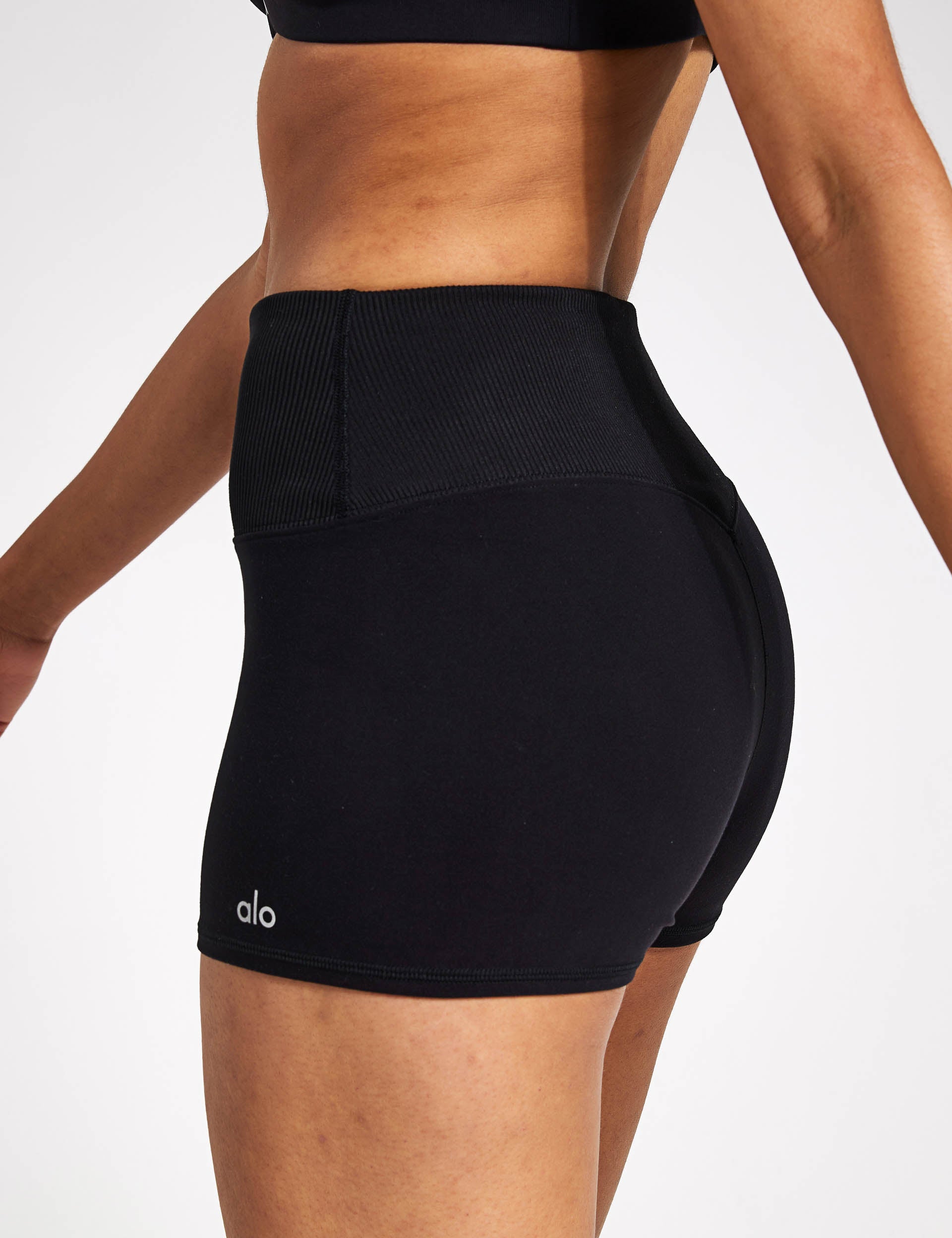 Alosoft Aura Short - Women's Black Stretchy High Waist Shorts for Yoga, Running & Lounge Wear | Comfortable Breathable Workout Shorts
