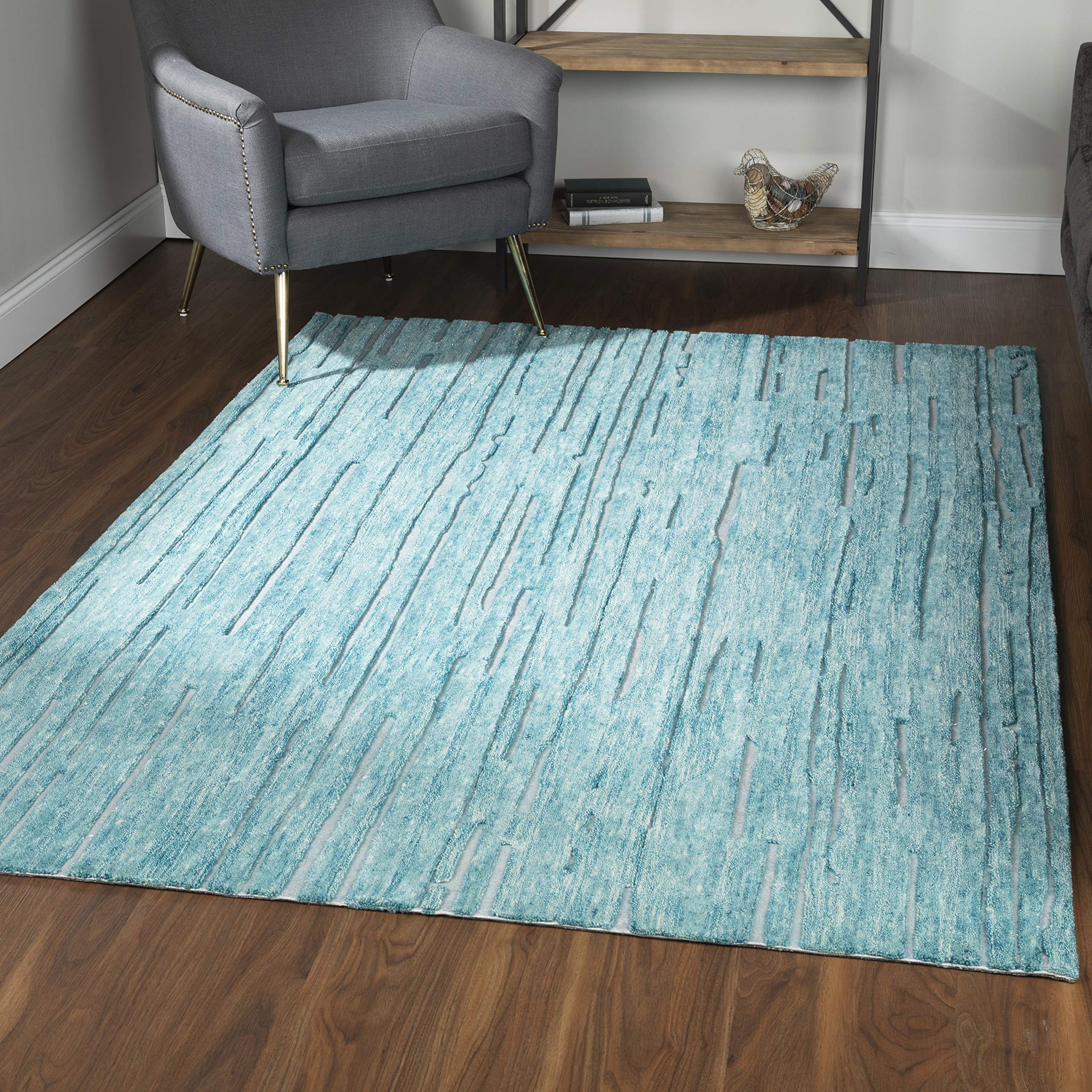 Addison Rugs Dazzle Area Rug 5x7.6 Feet Peacock Blue - Soft Non-Slip Living Room Rug for Bedroom, Dining Room & Home Decor