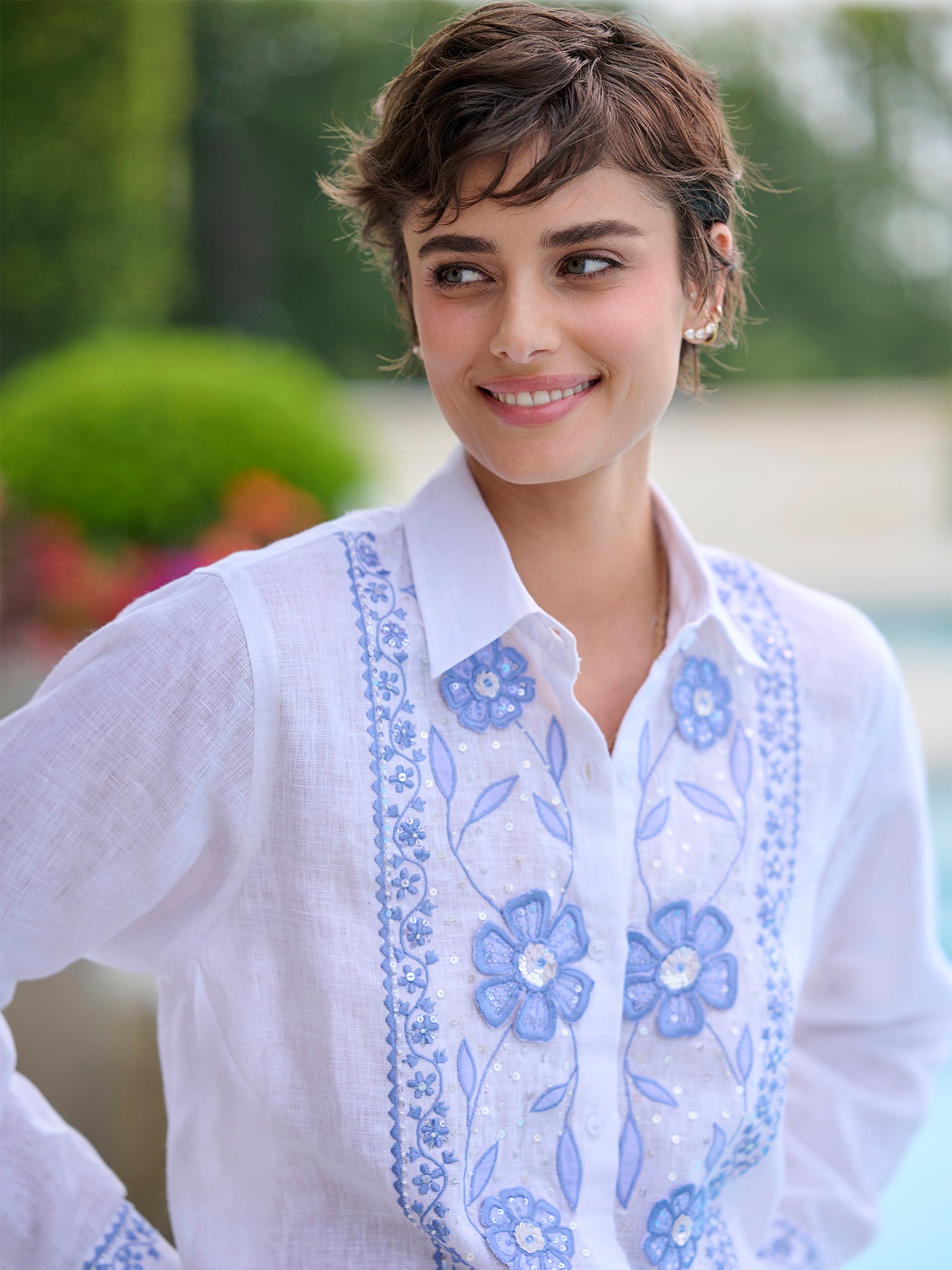 Eden Fleur Women's Linen Shirt - Breathable Casual Button Down Top for Summer, Beach & Office Wear