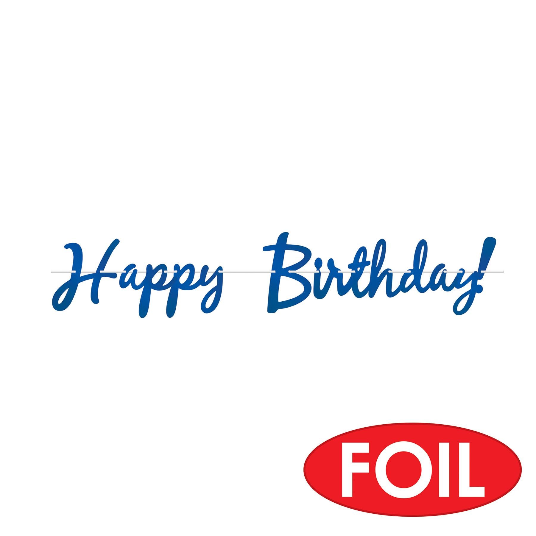 12 Pack Blue Foil Happy Birthday Party Streamers - Decorative Party Supplies for Birthday Celebrations, Home Decor & Festive Events