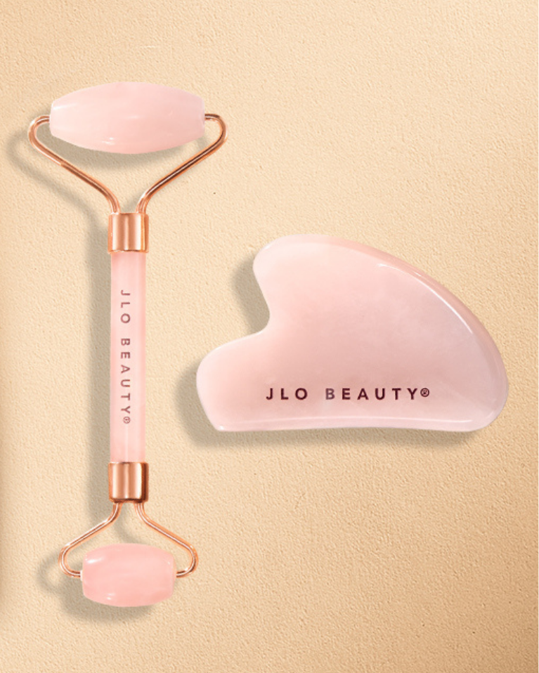 Pink Gua Sha & Roller Set - Natural Jade Facial Massage Tools for Glowing Skin - Perfect for DIY Skincare & Relaxation at Home