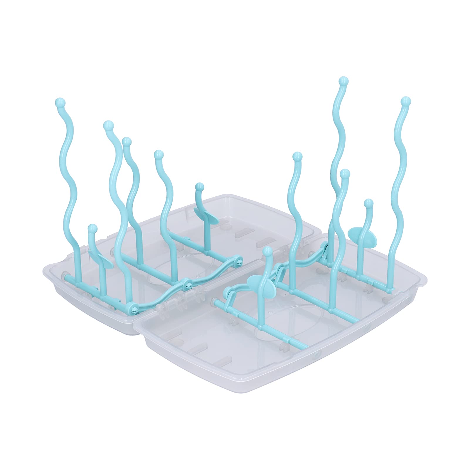 Blue Baby Bottle Drying Rack - Detachable Plastic Cup Dryer with Foldable Tray | Dishwasher Safe Bottle Holder for Nursery, Kitchen & Travel | Space-Saving Baby Bottle Organizer