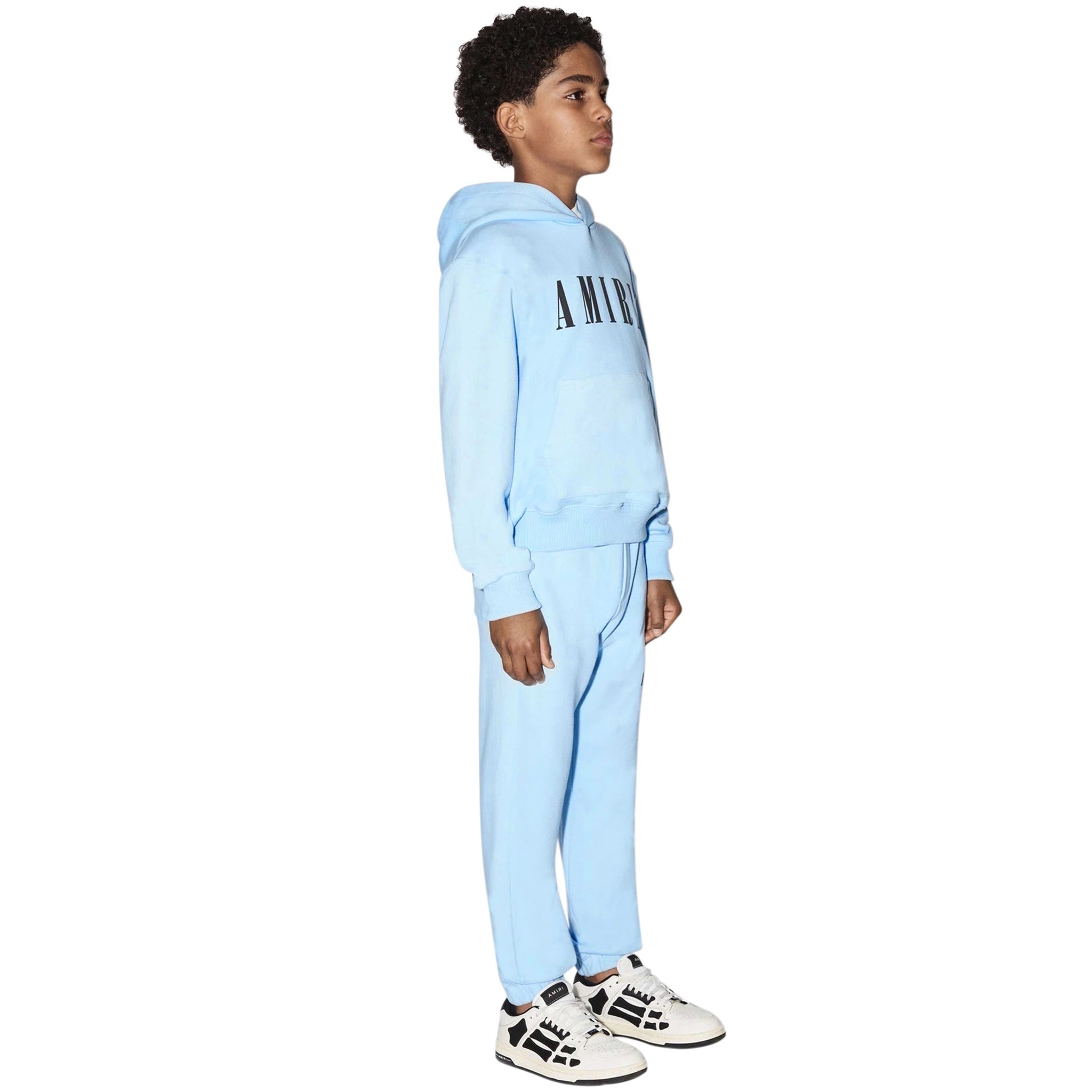 Amiri Kids 'Amiri' Baby Blue Hoodie - Soft Cotton Pullover for Boys & Girls - Stylish Streetwear for Everyday Wear & Casual Outings