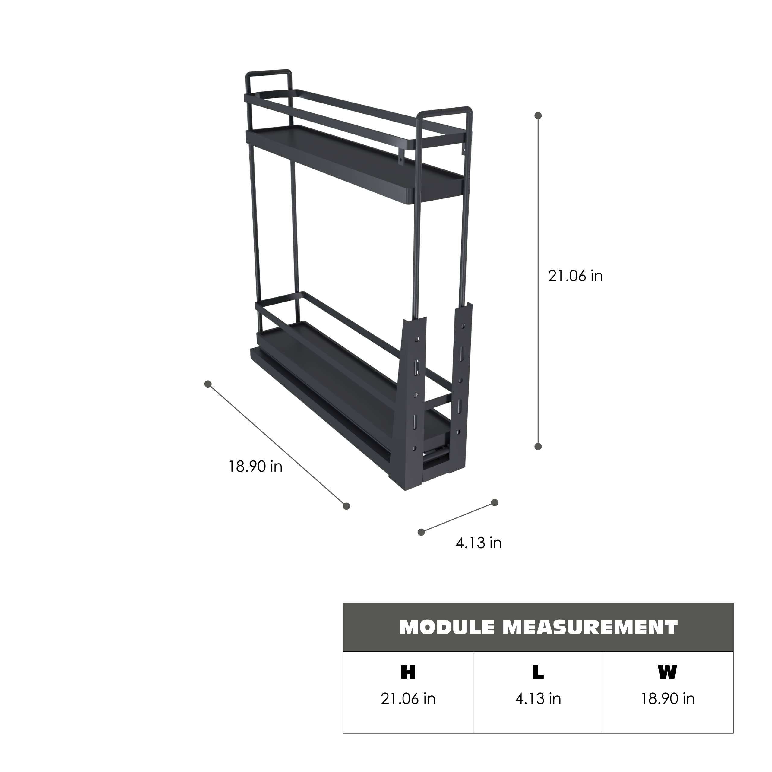 Tuhome Gray Pull Out Bottle Rack for Kitchen Cabinet - Soft Close Organizer with 77 lbs Capacity | Space Saving Storage Solution for Wine, Oil & Spice Bottles
