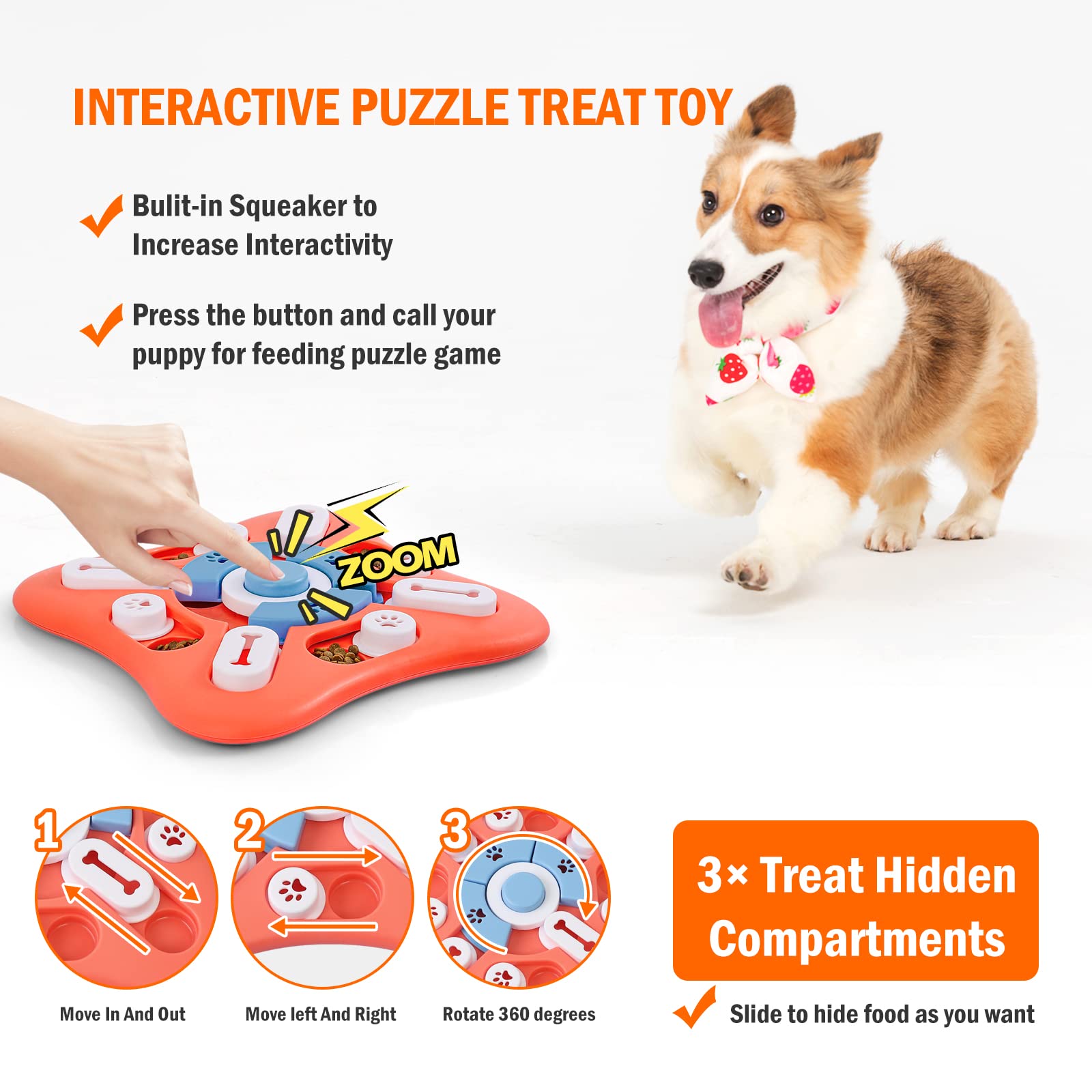 Interactive Dog Puzzle Toys for IQ Training & Mental Enrichment - Treat Dispensing Slow Feeder for Small Medium Large Dogs - Brain Stimulation Toys for Puppies & Adult Dogs - Perfect for Indoor Play, Boredom Relief & Training Rewards