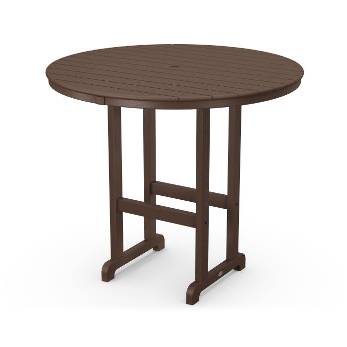 POLYWOOD 48 Inch Round Farmhouse Bar Table - Outdoor & Indoor Dining, Kitchen, Patio, Restaurant Use