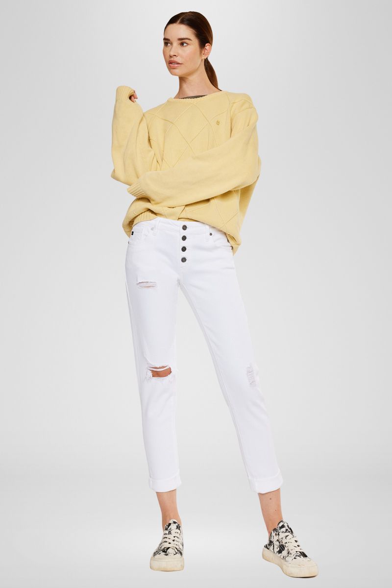 Stylish Tali Mid Rise Boyfriend Jeans for Women - Comfortable Relaxed Fit Denim Pants - Perfect for Casual Outings, Weekend Wear & Everyday Fashion