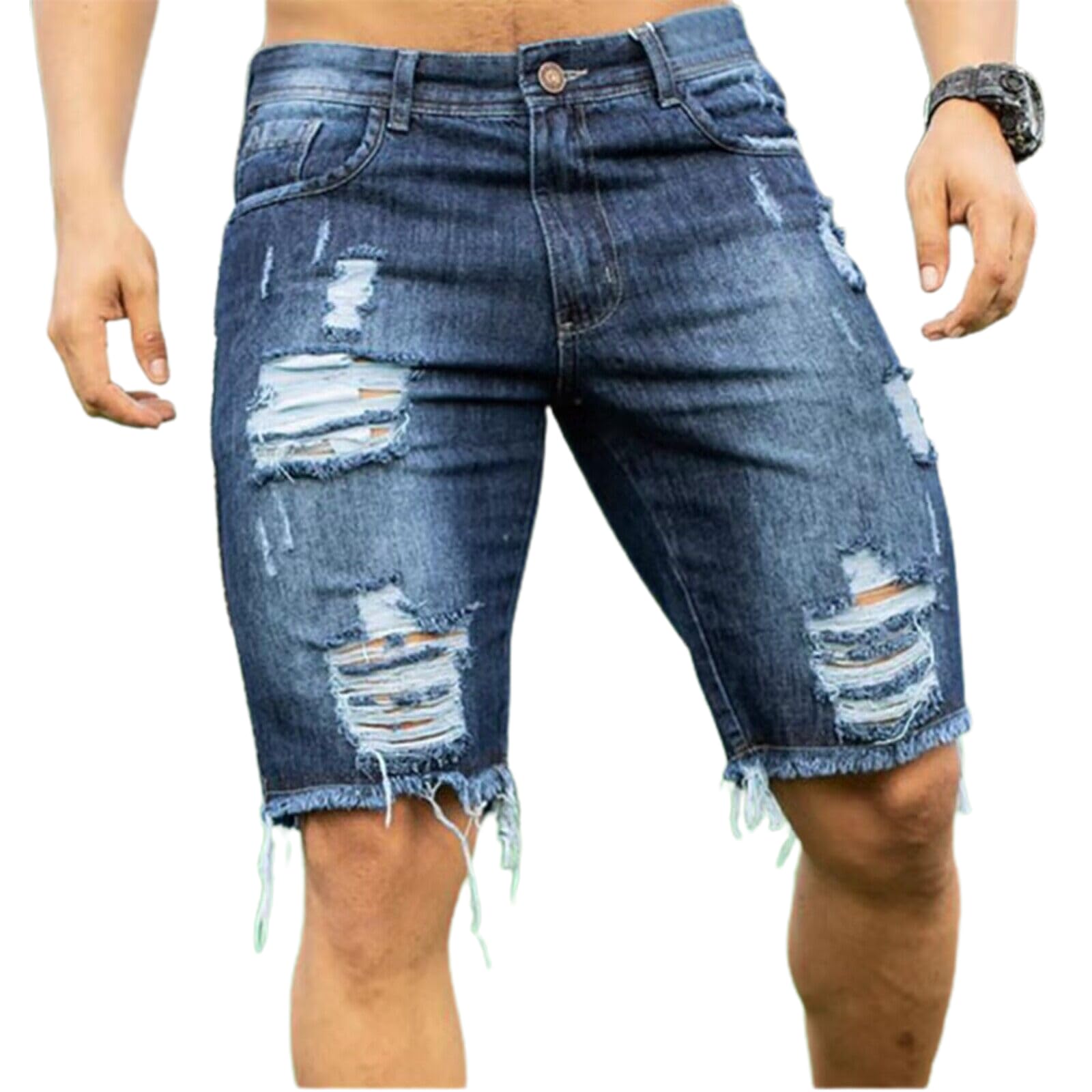 Kinghua Men's Ripped Distressed Skinny Slim Fit Denim Shorts - Trendy Casual Summer Wear for Street Style & Outdoor Activities