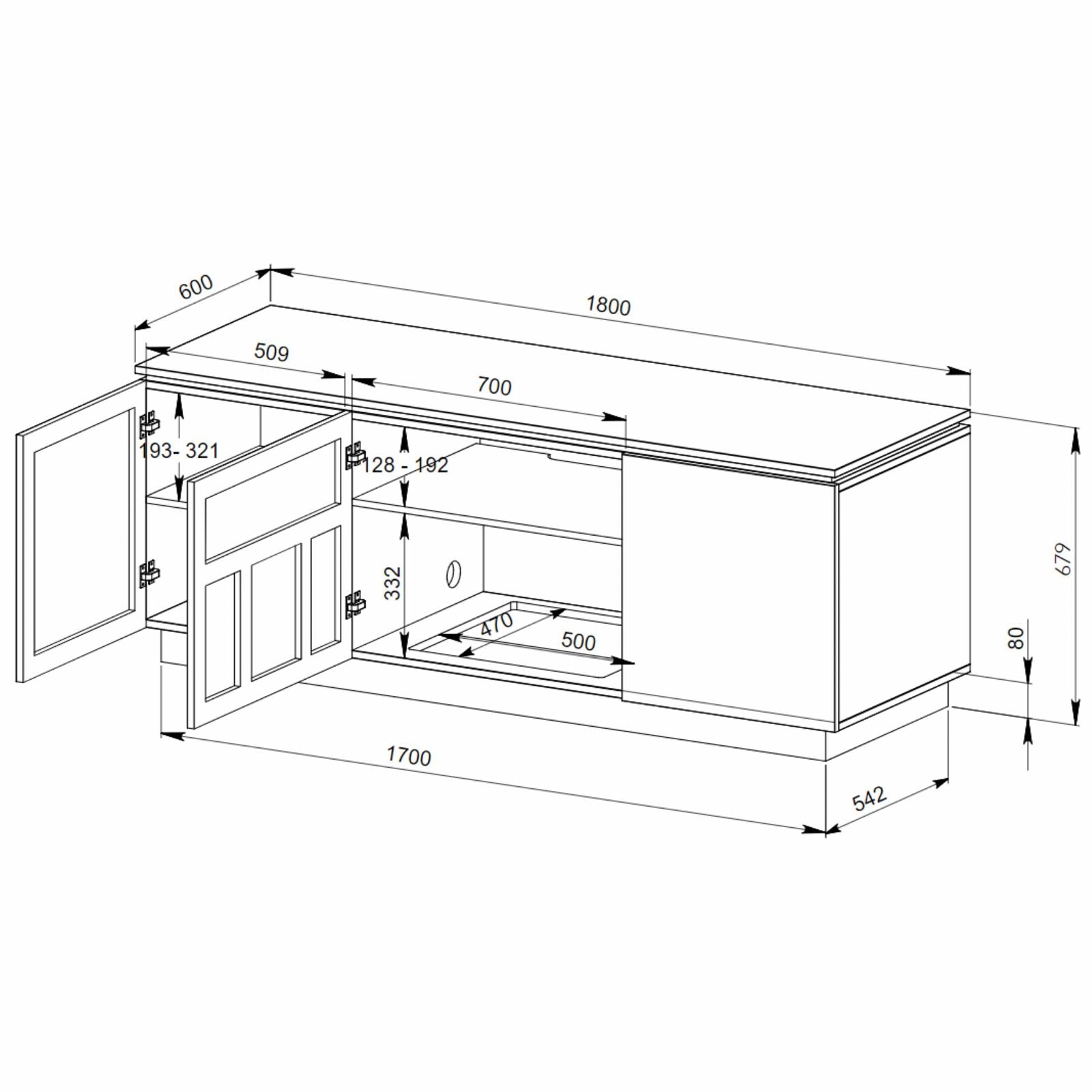 Tauris Broadway 1800BLK TV Stand with Storage - Modern Entertainment Center for Living Room, Bedroom & Home Theater