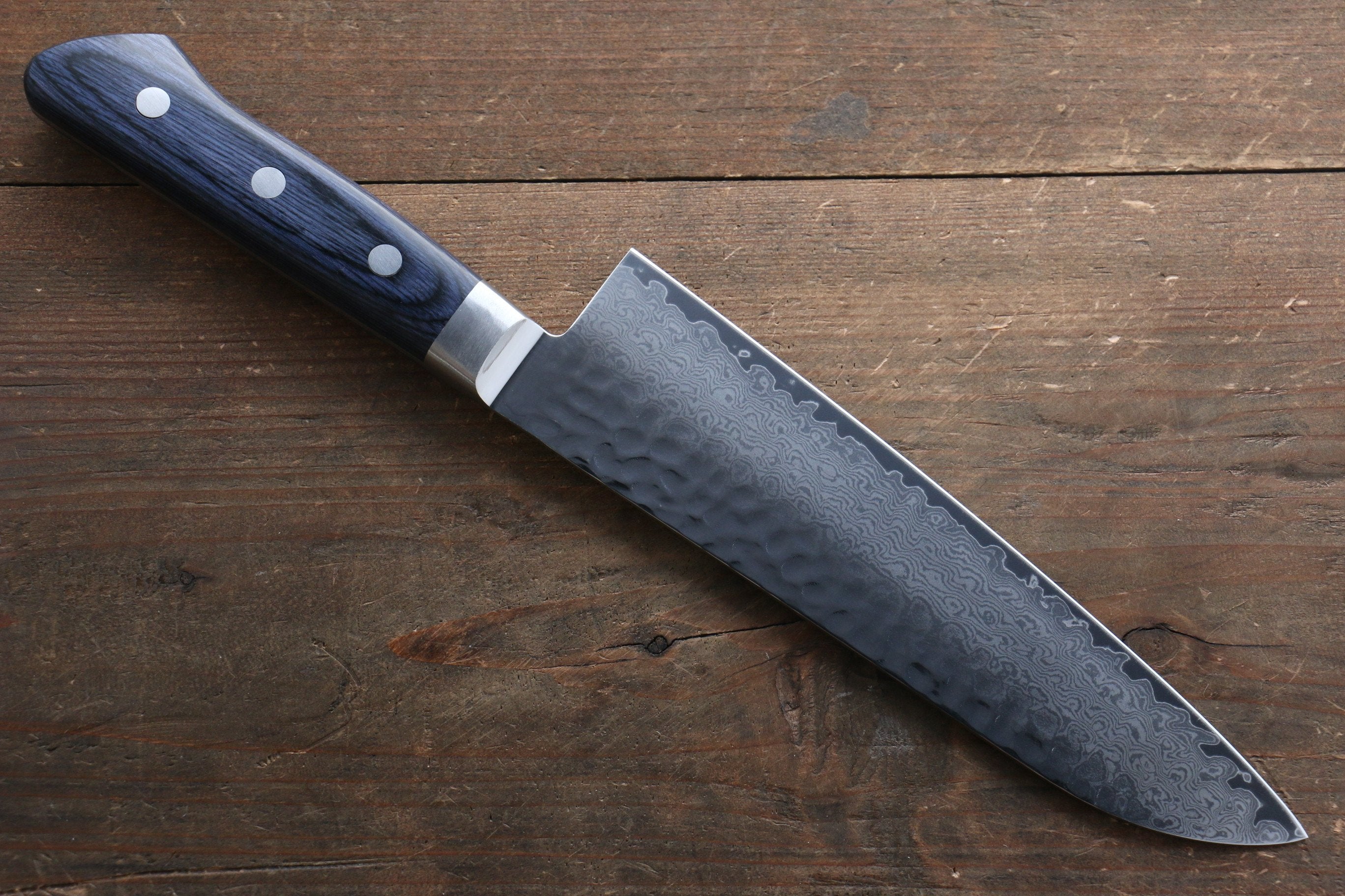 Premium Seisuke Seiun VG10 33-Layer Damascus Santoku Knife 180mm - Blue Pakkawood Handle with Protective Sheath - Perfect for Sushi, Vegetables & Precision Kitchen Tasks