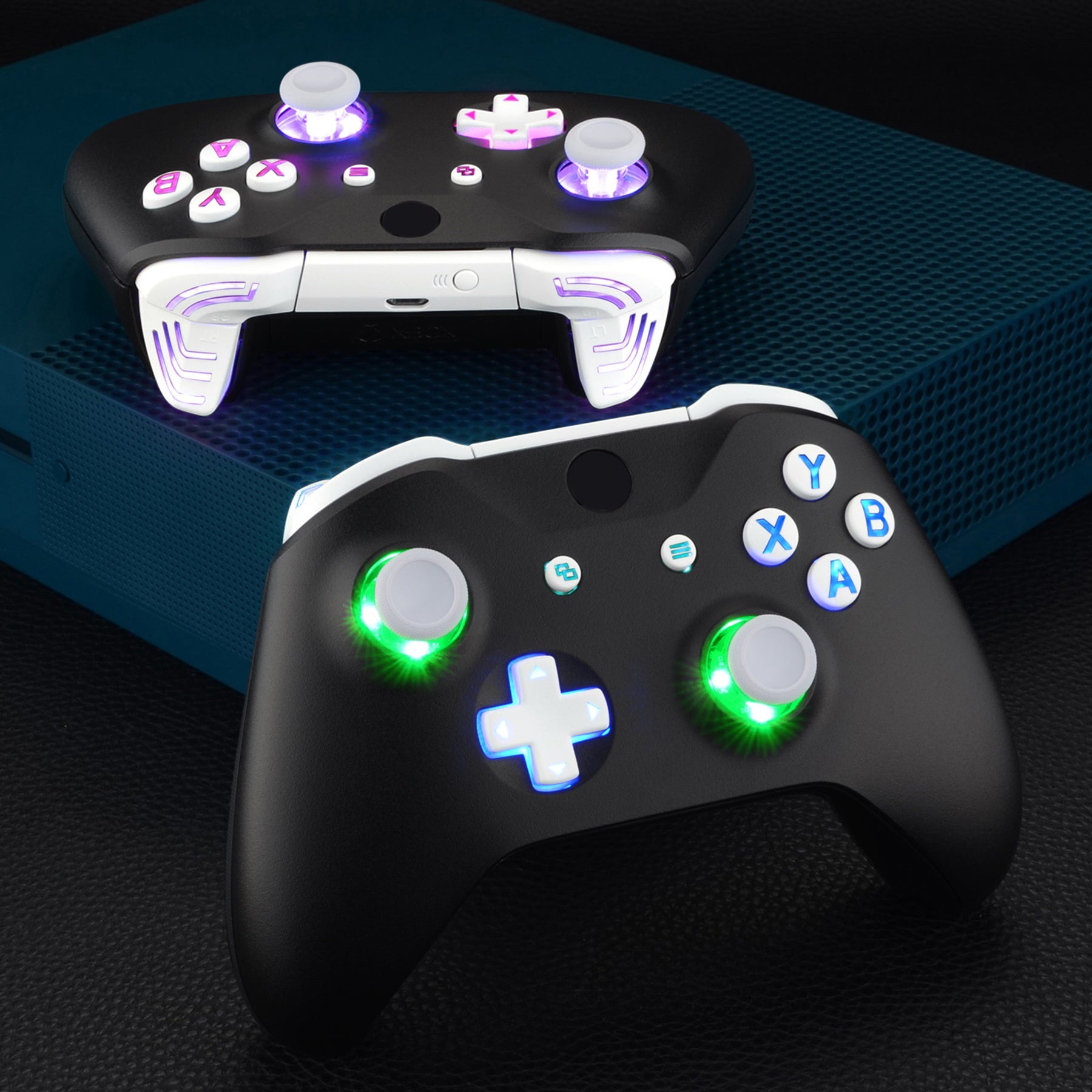 eXtremeRate Multi-Color LED Illuminated Buttons DTFS (DTF 2.0) Kit for Xbox One X & S Controller - White | Custom Gaming Controller Mod | Perfect for Night Gaming & Competitive Play