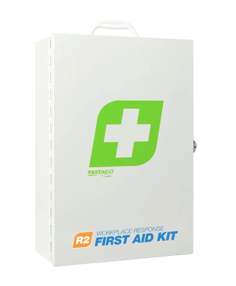 First Aid Kit R2 - Workplace Emergency Response Kit with Soft Pack & Metal Wall Mount - Ideal for Offices, Schools, and Home Safety