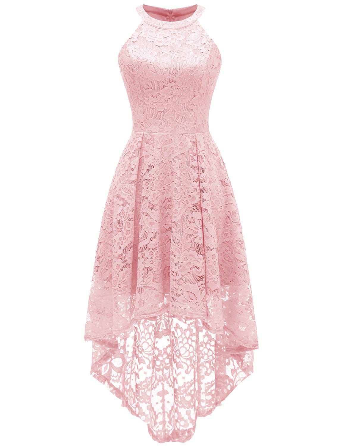 Dressystar Women's Halter Floral Lace Cocktail Party Dress - Elegant Hi-Lo Bridesmaid Dress for Weddings, Prom, Evening Events & Special Occasions