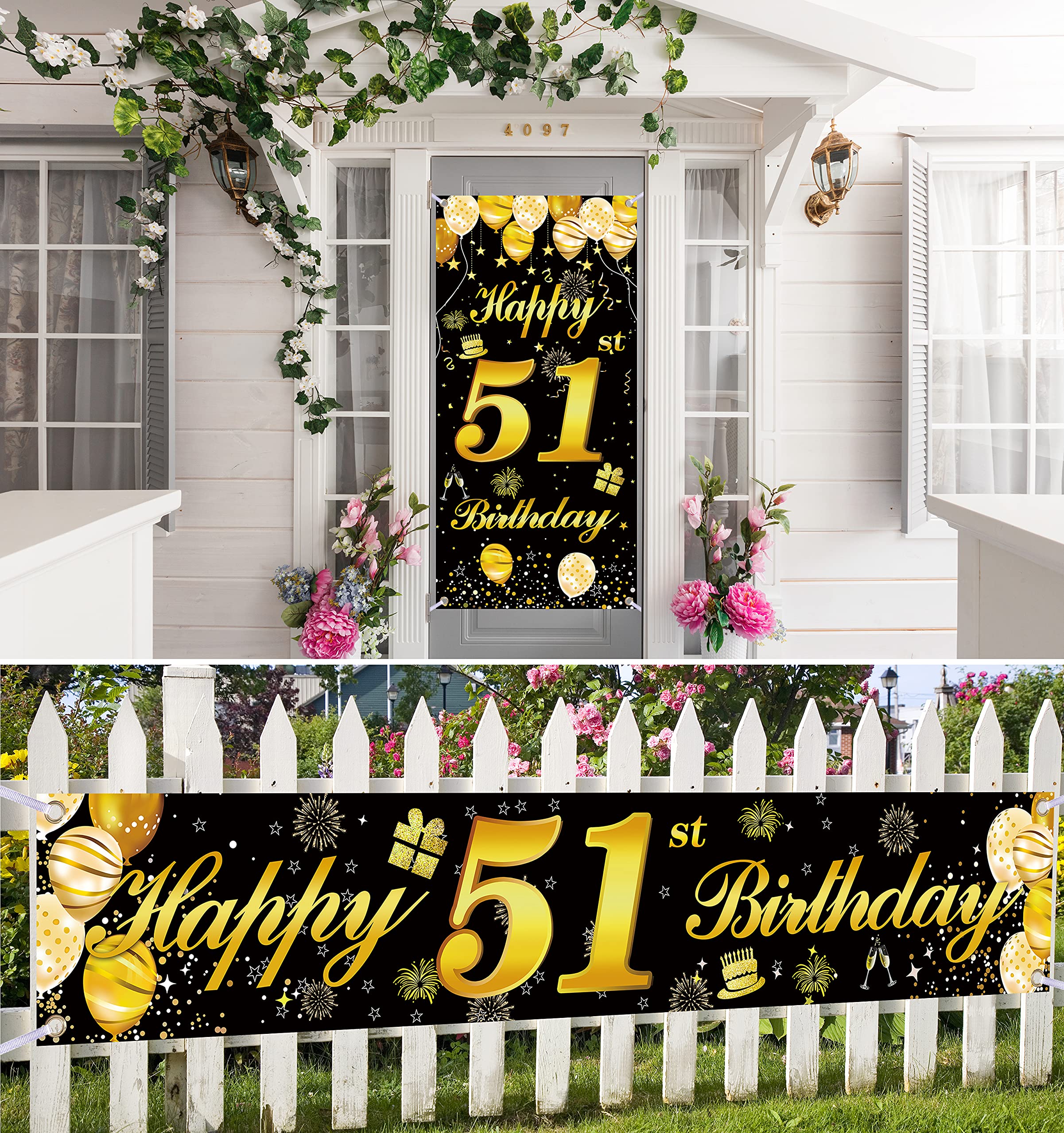 51st Happy Birthday Banner - Premium Birthday Decorations for Men, Party Supplies & Backdrop - Perfect for Home, Office & Outdoor Celebrations