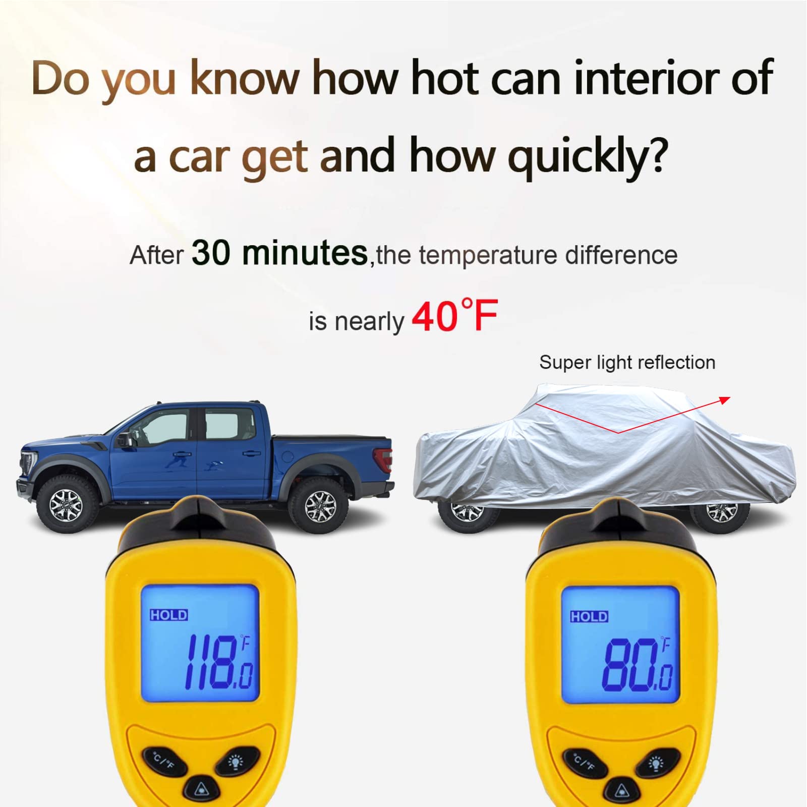 SEAZEN 6-Layer Waterproof Truck Car Cover - Snowproof, UV Protection, Windproof, Breathable Fabric with Cotton - Universal Fit for Vehicles Up to 210
