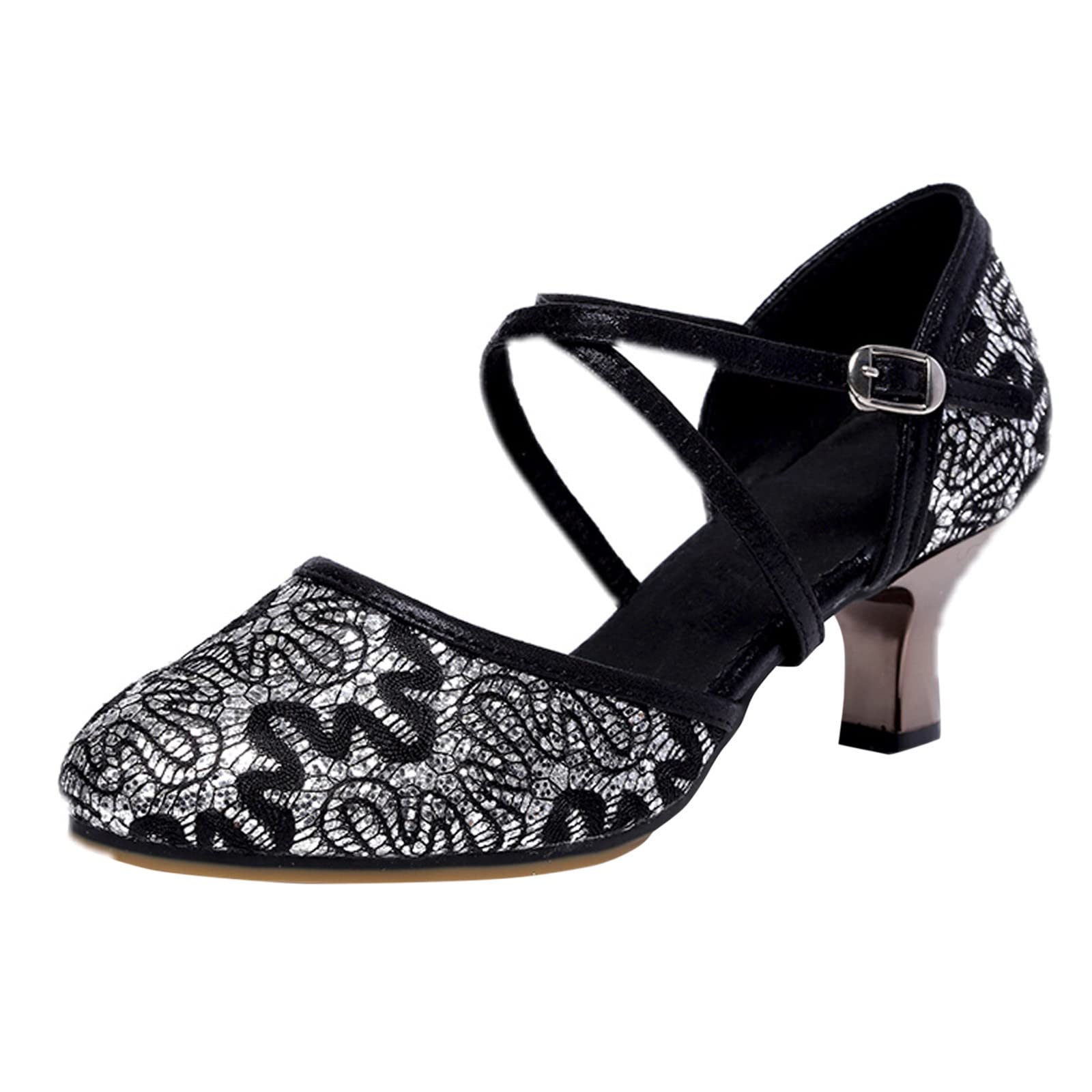 Women's Comfortable Heeled Dance Sandals with Sequins - Latin Ballroom Prom Shoes for Women | Perfect for Salsa, Tango & Wedding Parties