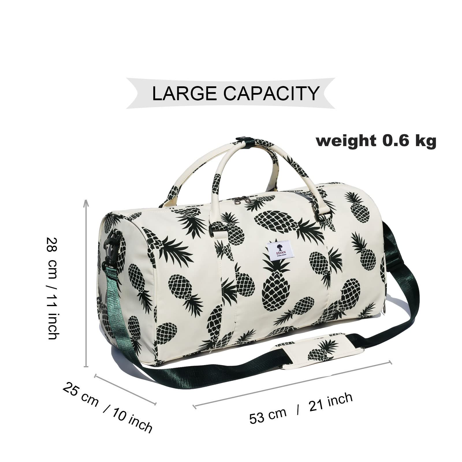 Waterproof Floral Duffel Bag - Gym Bag, Weekender Travel Bag for Women & Men - Perfect for Gym, Beach, Travel & Daily Use