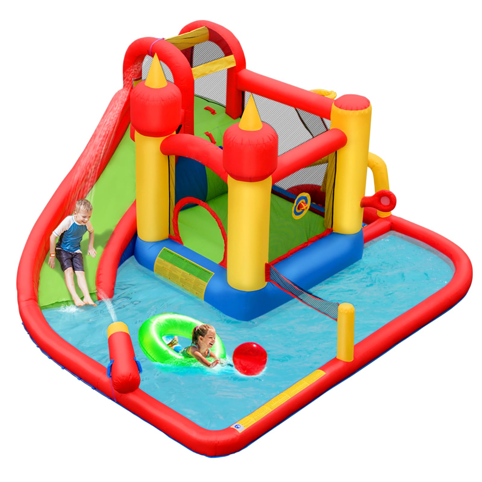 **HONEY JOY 7-in-1 Inflatable Water Slide & Bounce House for Kids & Adults – Giant Blow Up Water Park with Splash Pool – Outdoor Backyard Summer Fun (Blower Not Included) – Perfect for Birthday Parties, Family Gatherings, and Summer Water Play**
