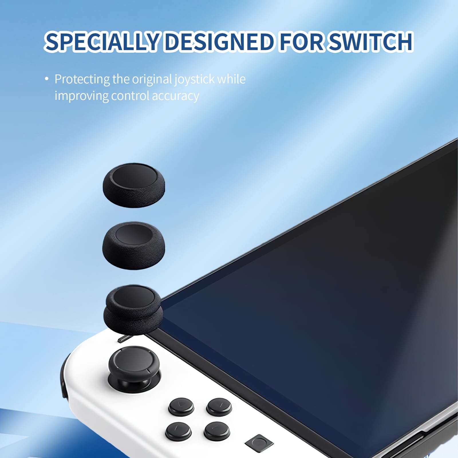 6 Pack Silicone Thumb Grips for Nintendo Switch/Lite/OLED - Ergonomic Joystick Caps for Enhanced Gaming Comfort - Perfect for Switch Controllers, Joy-Cons & Pro Controllers (Black) - Ideal for Long Gaming Sessions & Improved Grip