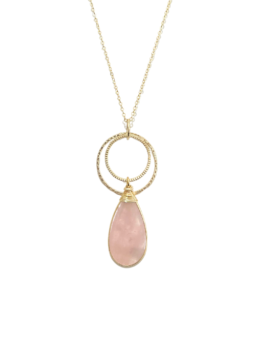 Jennie Rose Quartz Necklace for Women - Healing Crystal Pendant Jewelry for Love & Positivity - Perfect for Valentine's Day, Anniversary & Everyday Wear