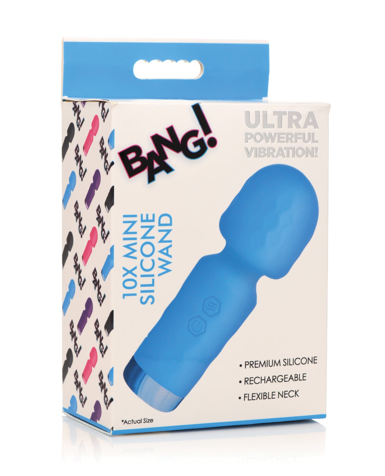 10X Mini Silicone Rechargeable Wand Massager - Blue | Portable & Waterproof Personal Massager for Neck, Back & Shoulder Pain Relief | Perfect for Home, Travel & Gym Use