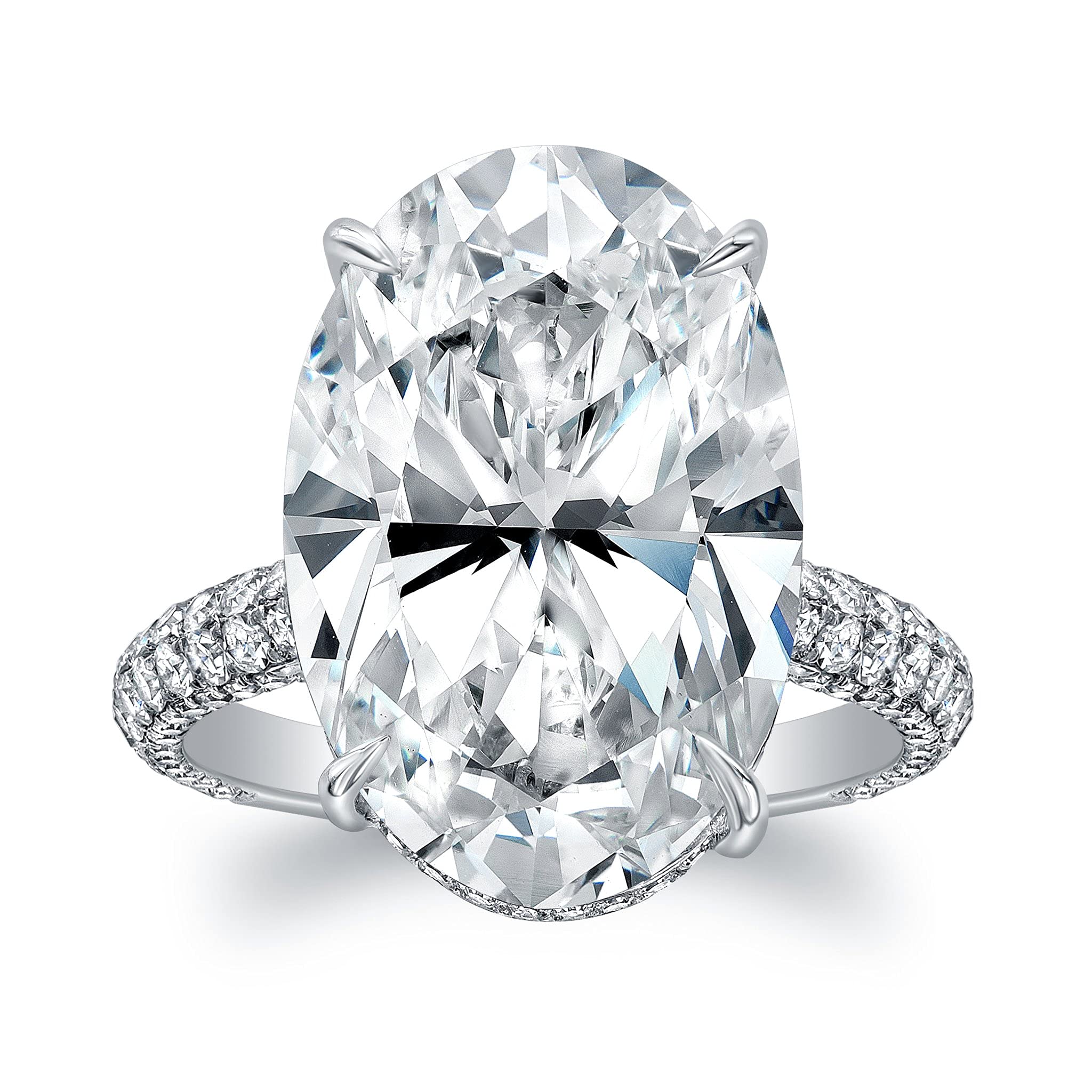 12.50TCW Oval Cut Moissanite Engagement Ring for Women - Triple Row Pave Set Solitaire Wedding Band in Sterling Silver | Anniversary, Promise & Birthday Gift Idea for Her | Perfect for Proposals, Weddings & Special Occasions