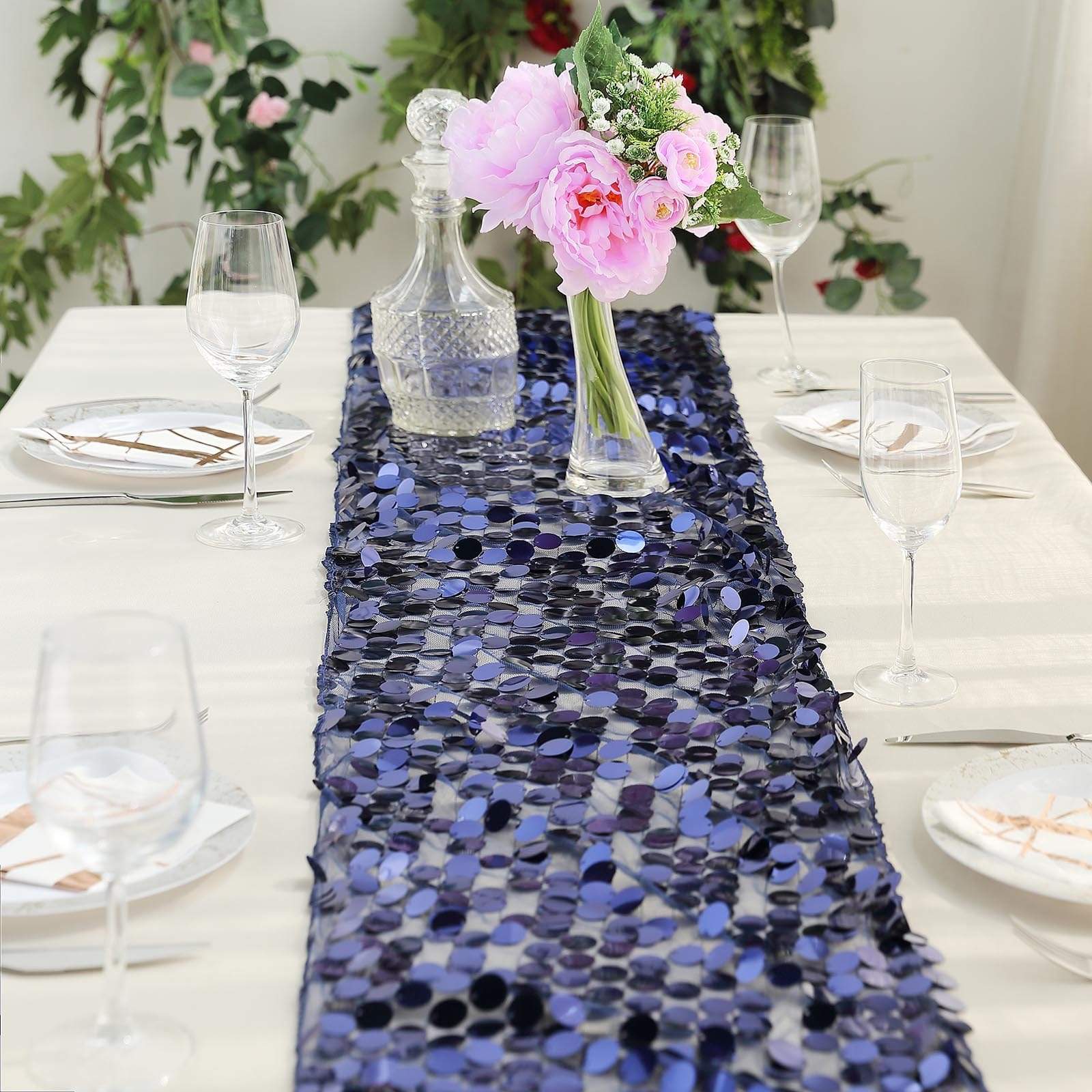 Large Payette Sequin Table Runner - Elegant Glittering Dining Table Decor for Weddings, Parties & Holiday Celebrations