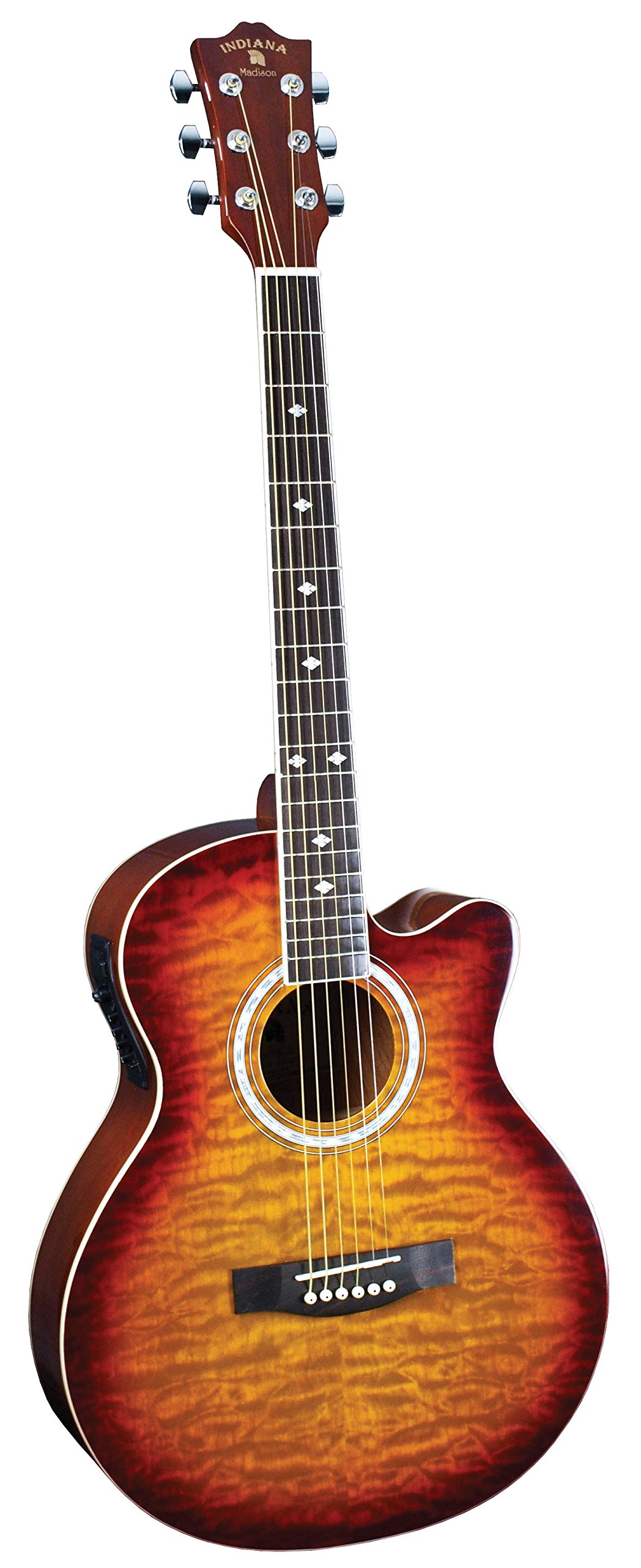 Electro 6 String Acoustic-Electric Guitar for Right Handed Players - Quilted Tobacco Burst Finish (MAD-QTTB) | Perfect for Live Performances, Studio Recording & Home Practice