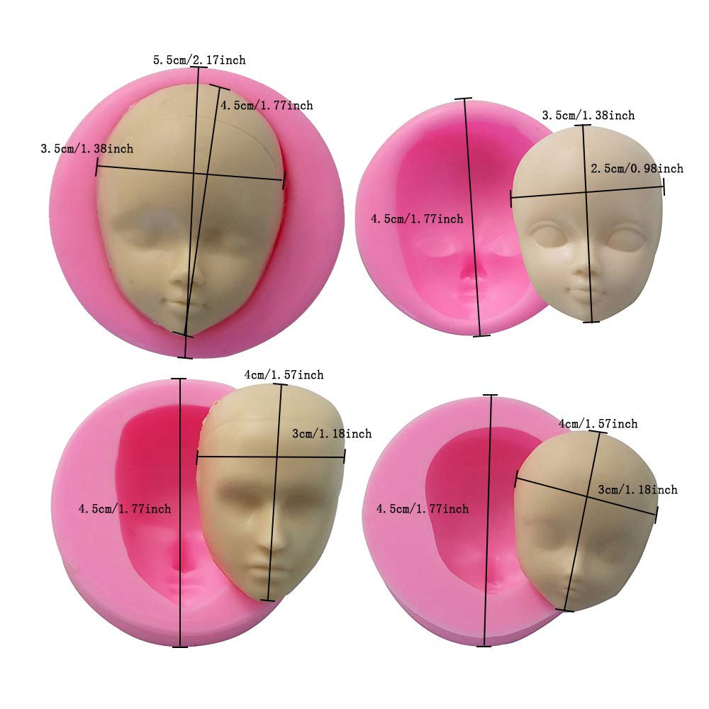 8-Piece Silicone Baby Face Cake Molds for Fondant, Soap, Resin, Chocolate - Lightweight & Reusable for DIY Crafts, Baking, and Party Decorations