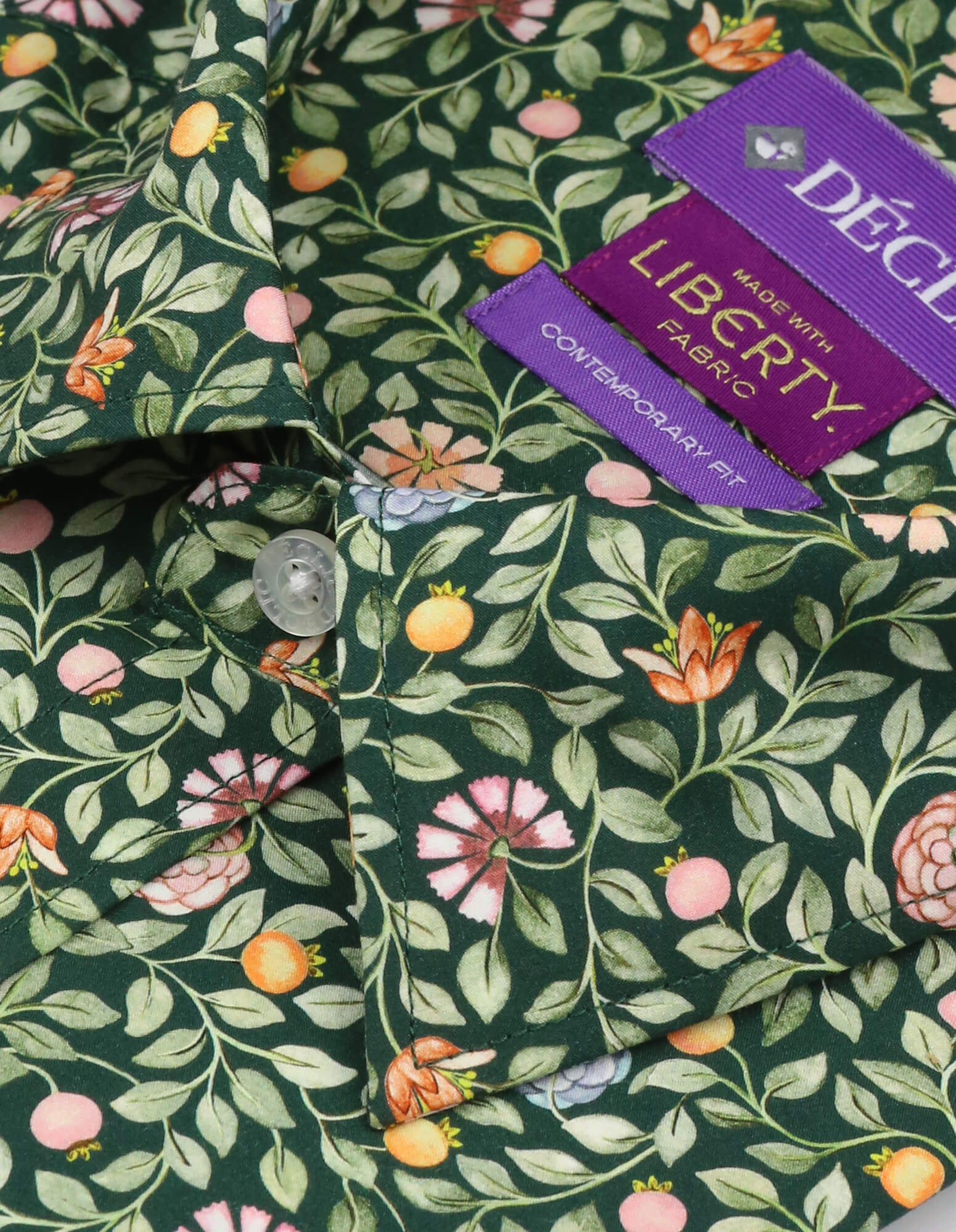 DÉCLIC Liberty Zara Thanrose Print Shirt - Green Floral Button Up Shirt for Women | Casual & Office Wear | Perfect for Spring & Summer Outfits