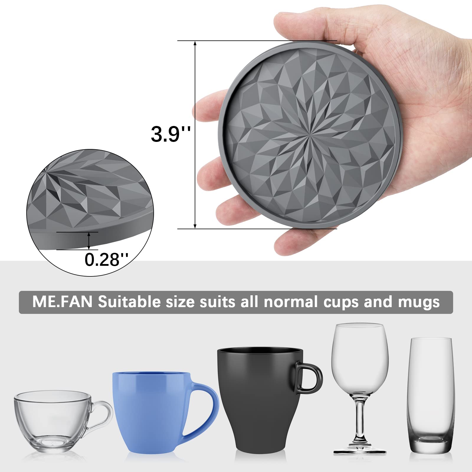 Premium Silicone Drink Coasters Set of 6 with Holder - Non-Slip Cup Mats for Hot & Cold Beverages - Thickened Non-Stick Coaster Tray in Olive Green - Perfect for Dining Tables, Coffee Bars & Home Decor