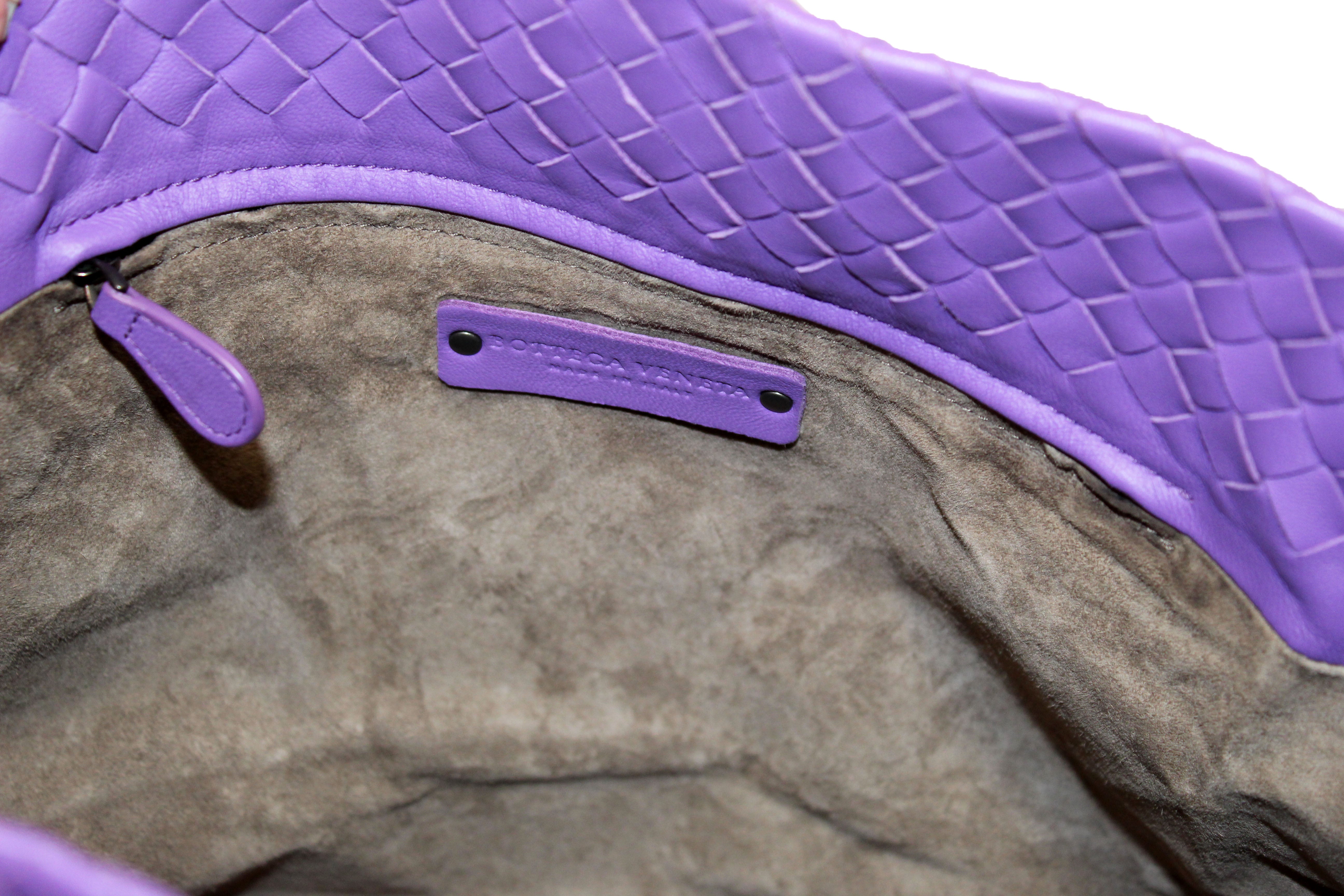 Authentic Bottega Veneta Purple Intrecciato Woven Nappa Leather Bella Tote Bag - Luxury Designer Handbag for Women, Perfect for Work, Travel & Everyday Use