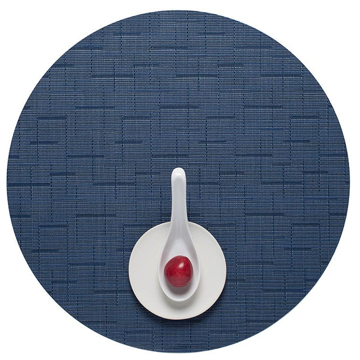 Premium Bamboo Round Placemats Set of 4 - Lapis Blue Color - Eco-Friendly & Durable Table Mats for Dining, Kitchen, or Party Decor