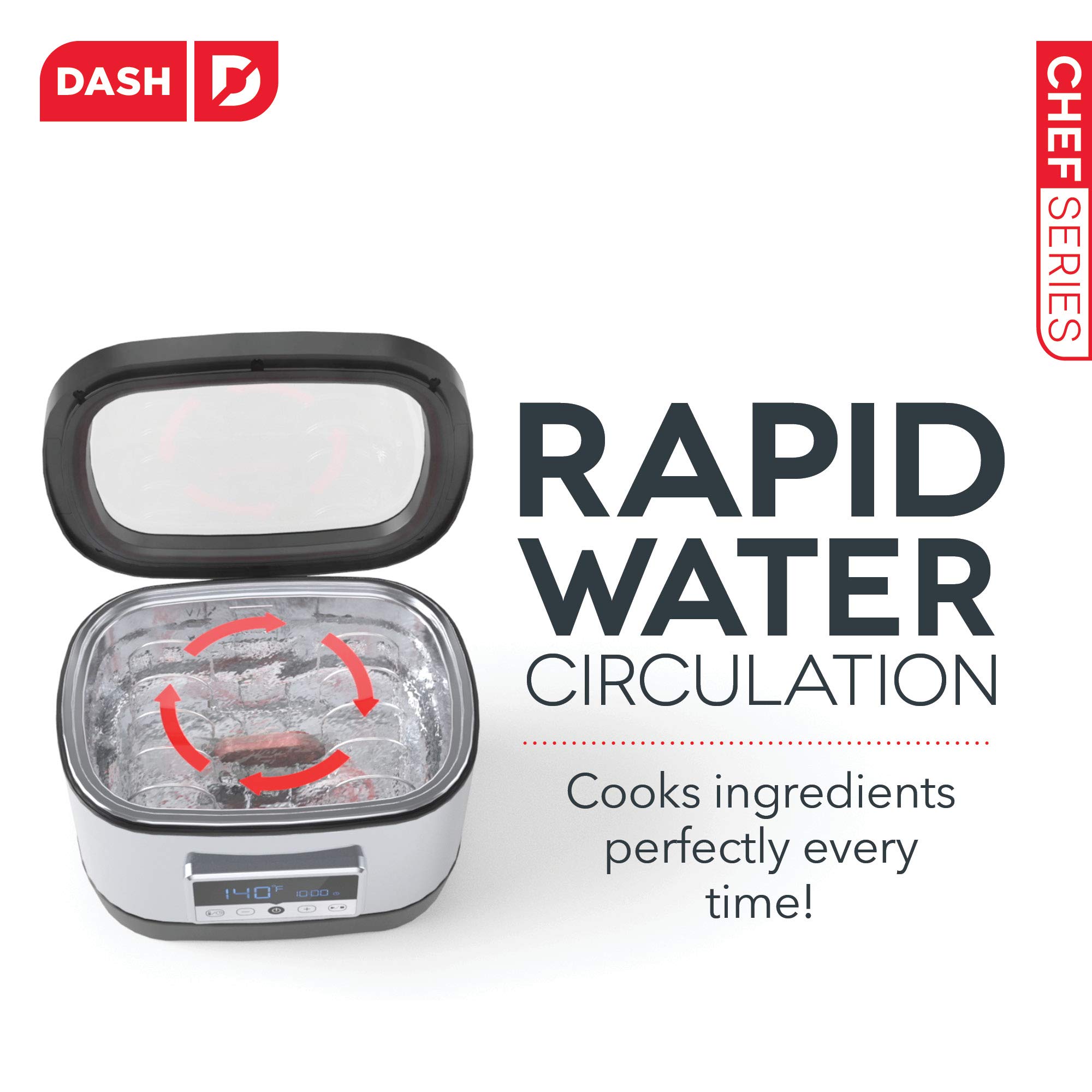 Premium Sous Vide Cooker - Dash Chef Series 8.5 Quart Stainless Steel Immersion Circulator with Digital Timer & Precise Temperature Control | Perfect for Steak, Chicken, Fish, Vegetables | Includes Vacuum Sealer Pump & Bags | Ideal for Home Cooking, Meal Prep & Restaurant Use