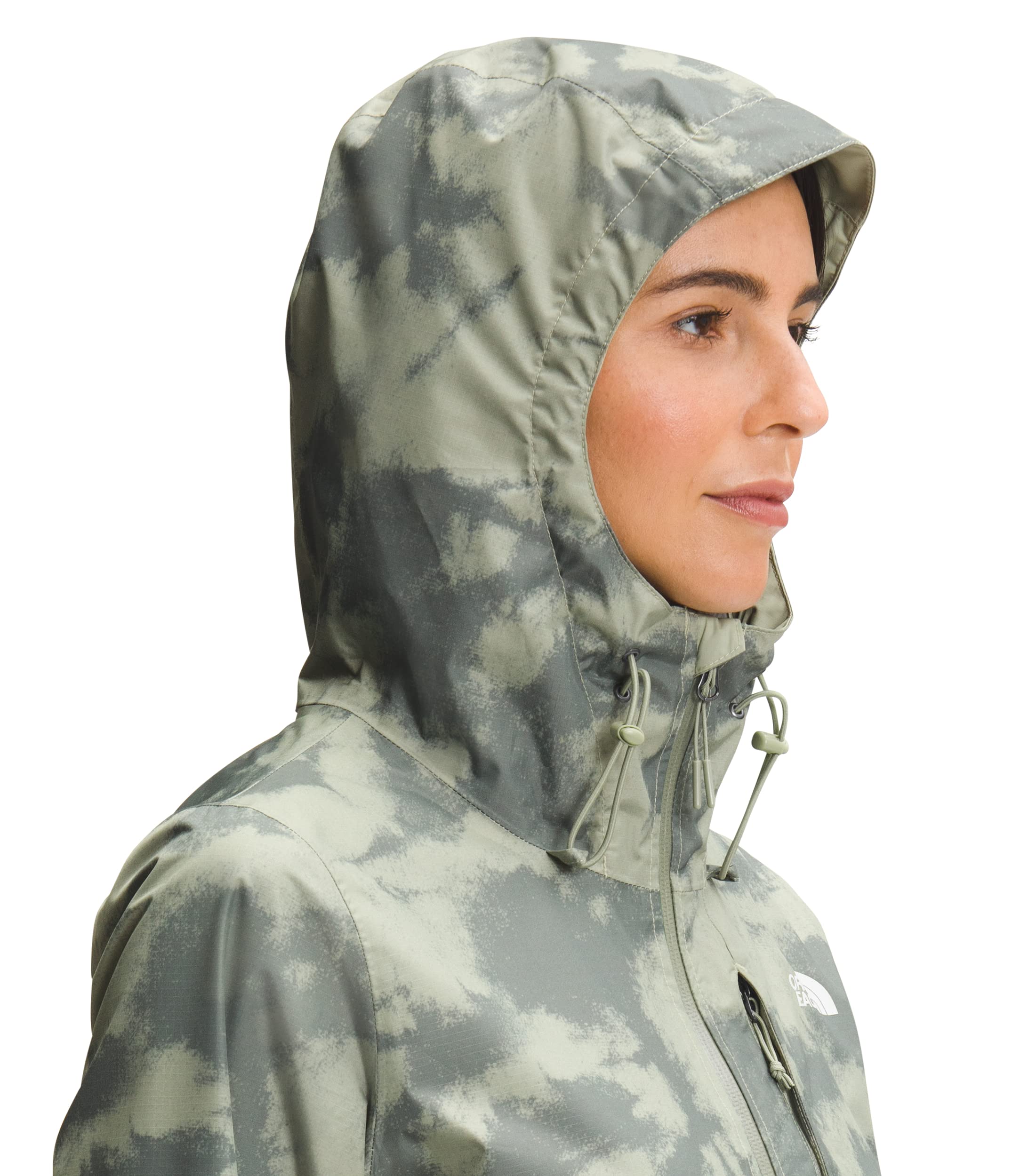 The North Face Women's Alta Vista Printed Waterproof Jacket - Retro Tea Green Dye, Medium | Outdoor Hiking & Travel Windbreaker for Women