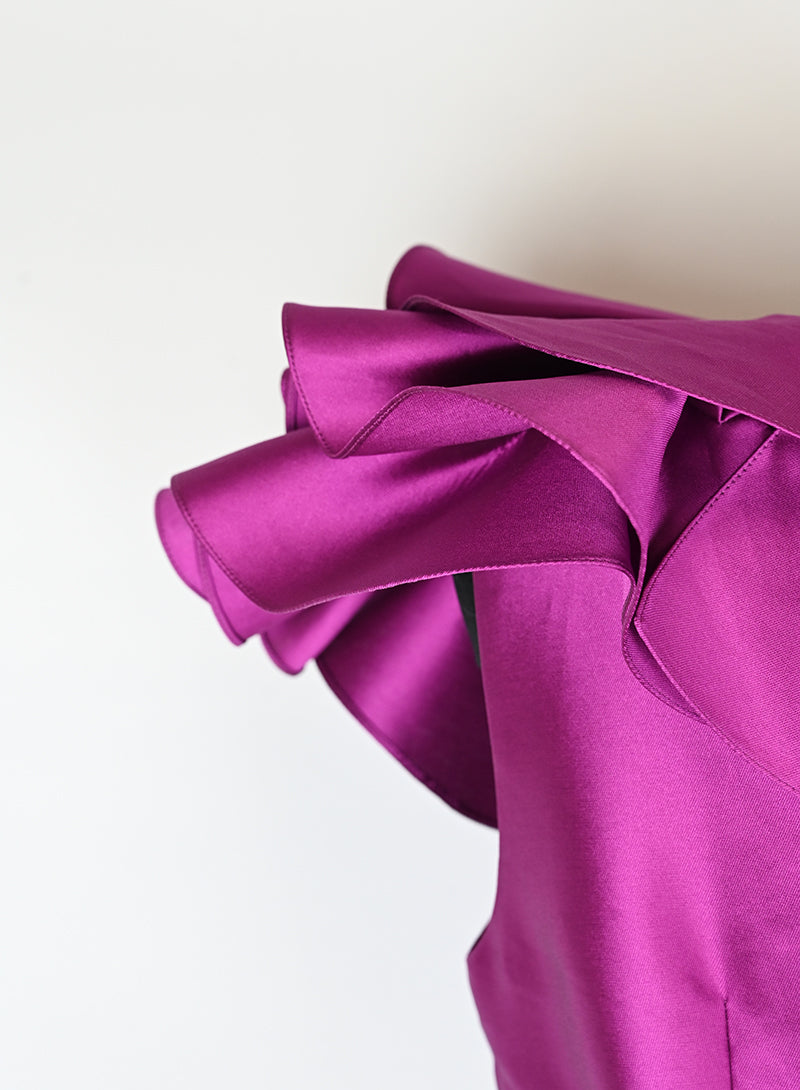 Alberta Ferretti Long Taffeta Dress in Cyclamen Pink - Size 42 | Elegant Evening Gown for Weddings, Galas & Special Occasions