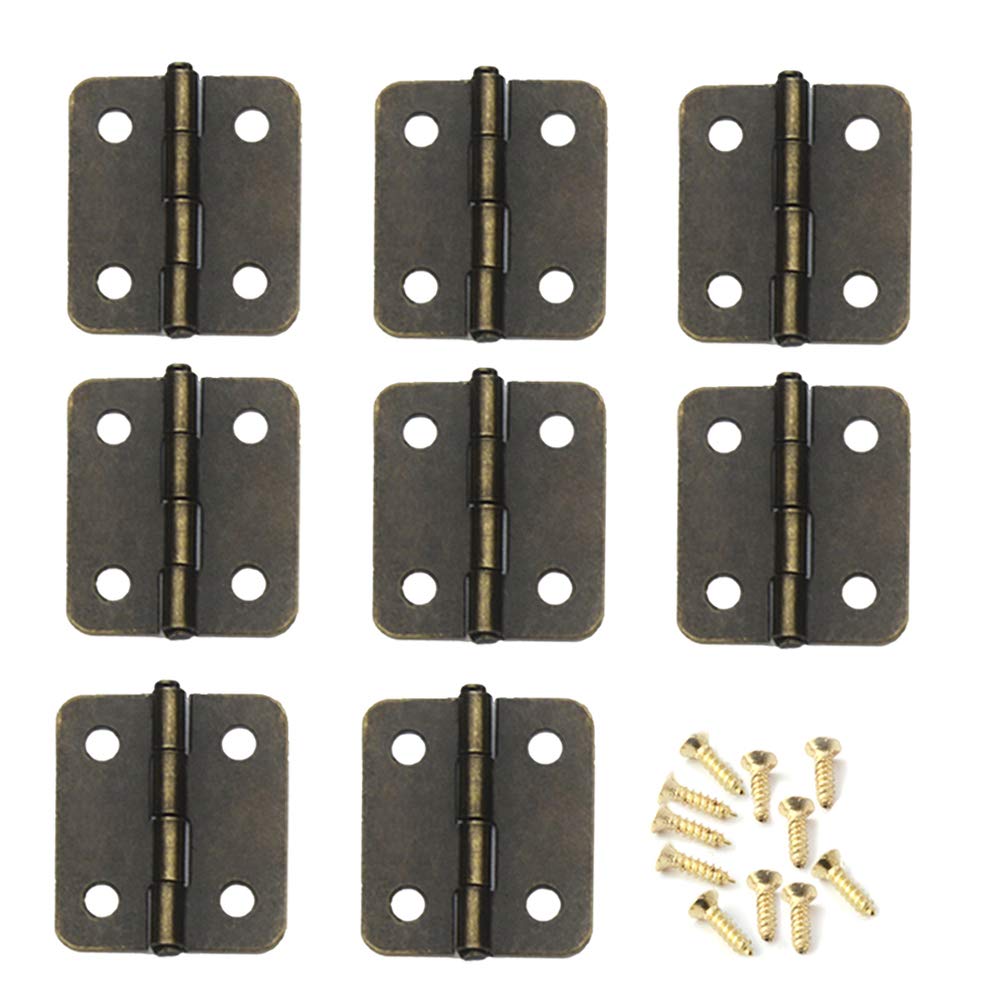 Healifty 20pcs 1:12 Scale Miniature Hinges for Dollhouse Furniture - Bronze Cabinet & Closet Hardware with 80 Screws - Perfect for DIY Dollhouse, Miniature Models, and Craft Projects