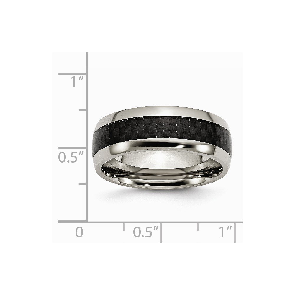 8mm Solid Titanium Black Carbon Fiber Inlay Men's Wedding Band Ring - Comfort Fit Size 14.5 - Durable & Lightweight for Everyday Wear, Anniversary Gifts & Special Occasions