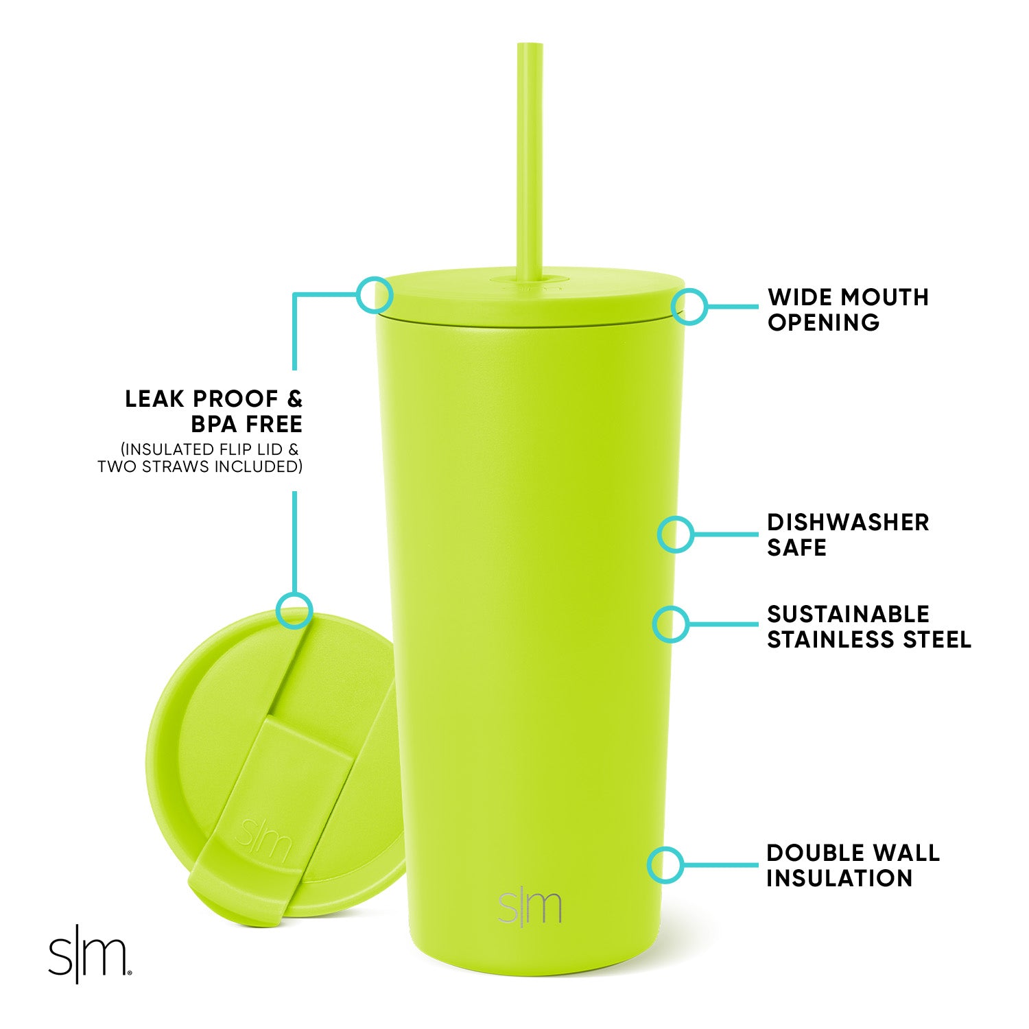20Oz Classic Tumbler with Lid and Straw - Stainless Steel Vacuum Insulated Travel Mug for Hot & Cold Drinks - Perfect for Coffee, Tea, Water - Ideal for Office, Gym, Camping and Outdoor Activities